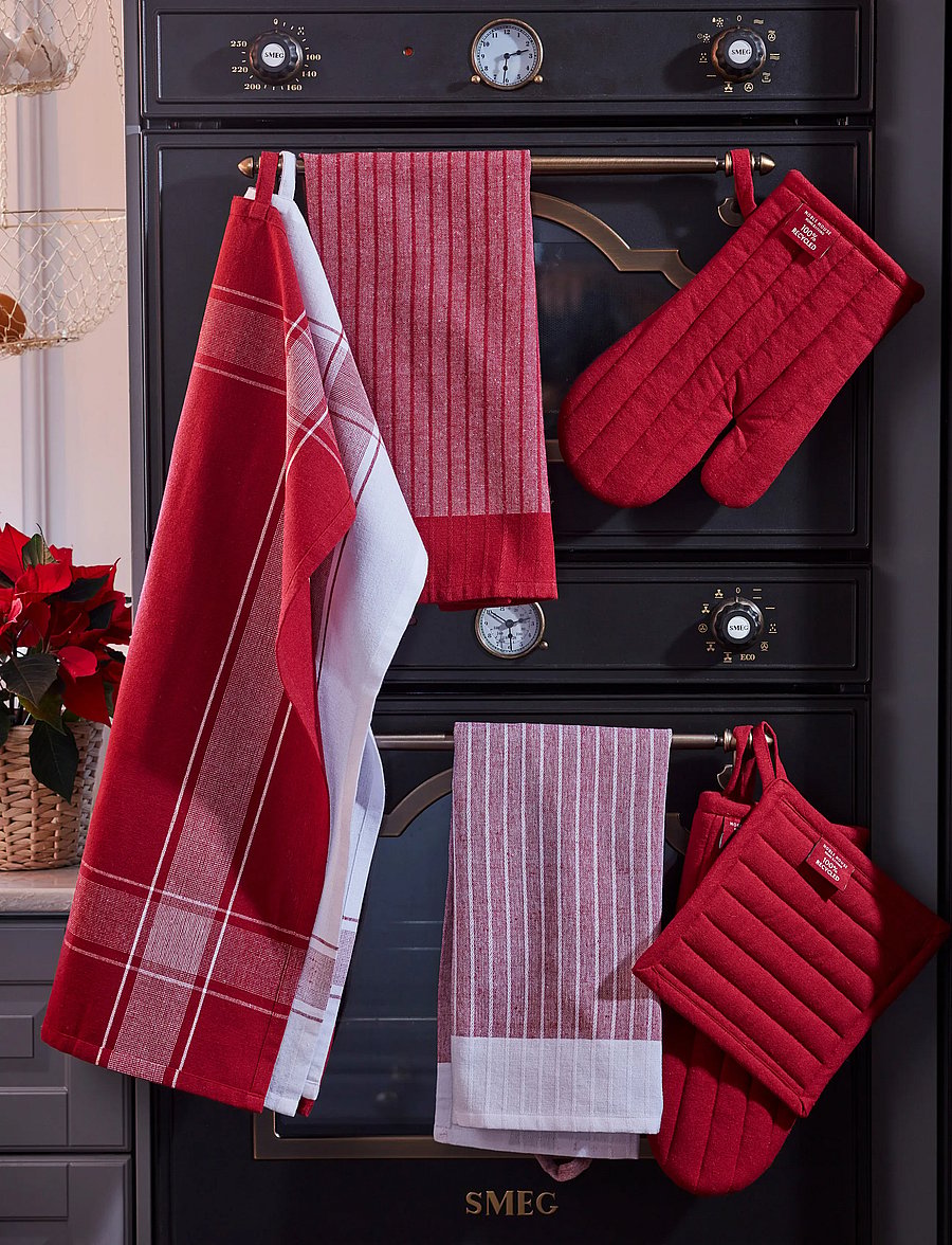 Noble House - KITCHEN TOWEL RONJA RECYCLED 2-P - küchenhandtücher - red/white - 0