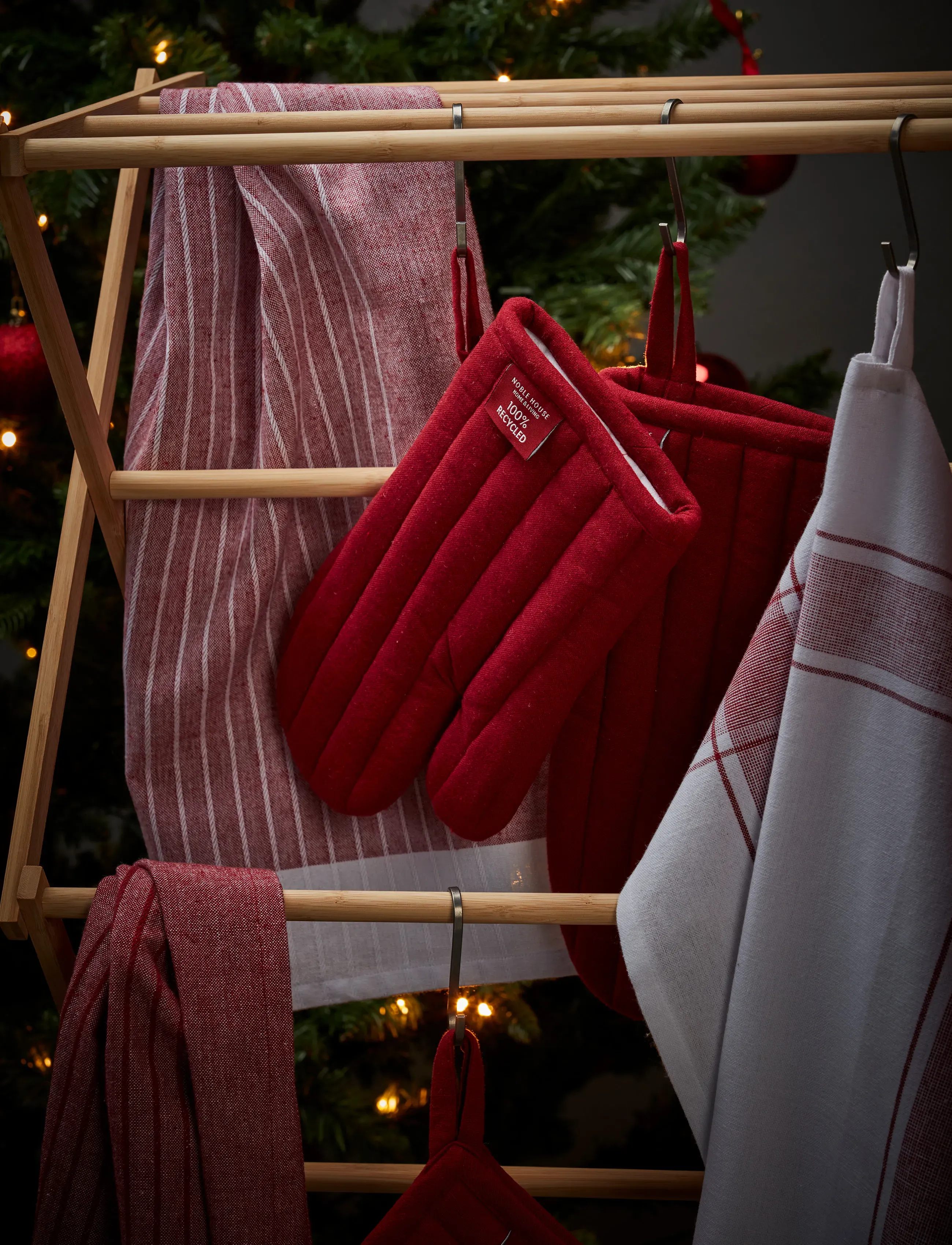 Noble House - KITCHEN TOWEL RONJA RECYCLED STRIPE - tea towels - white - 0