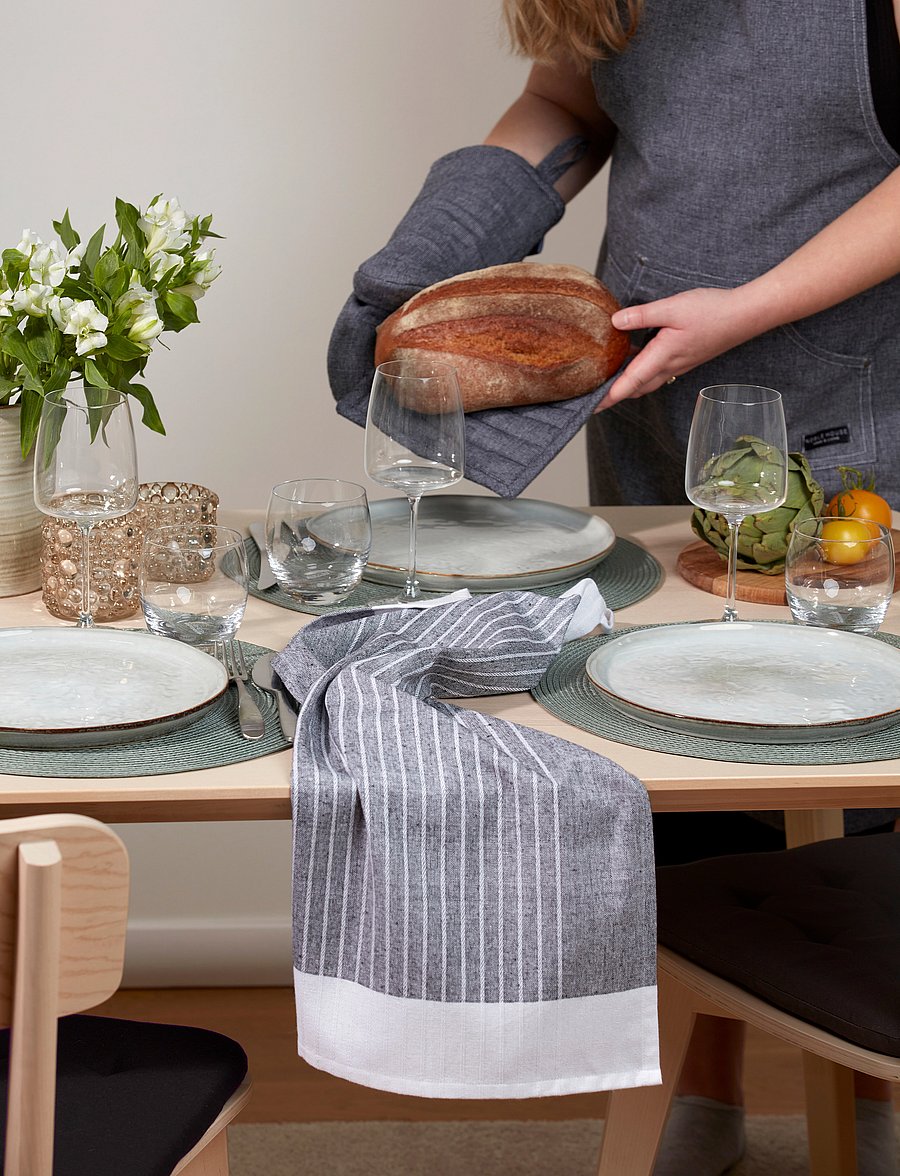 Noble House - KITCHEN TOWEL RONJA RECYCLED STRIPE - küchenhandtücher - white stripe - 0