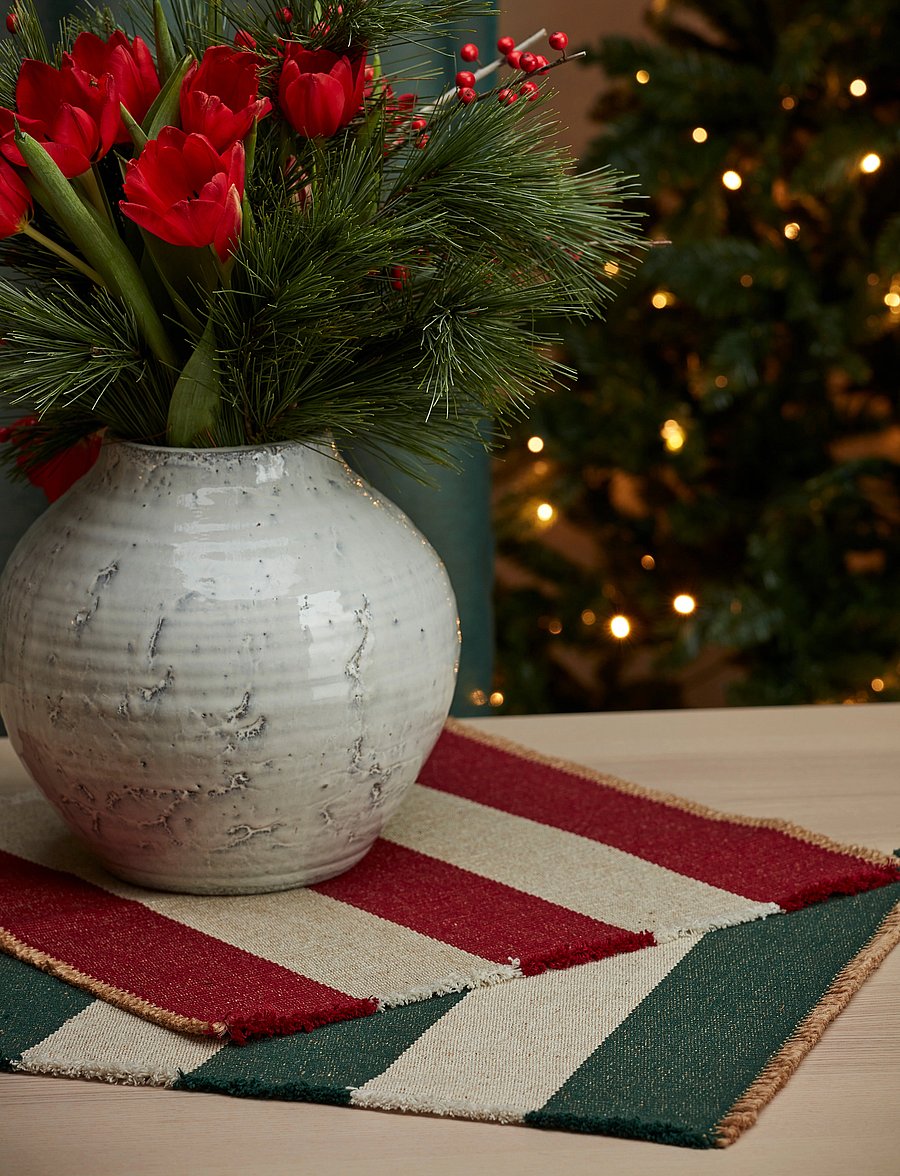 Noble House - PLACE MAT JUTE STRIPE 2-P - taldrikualused - green - 0