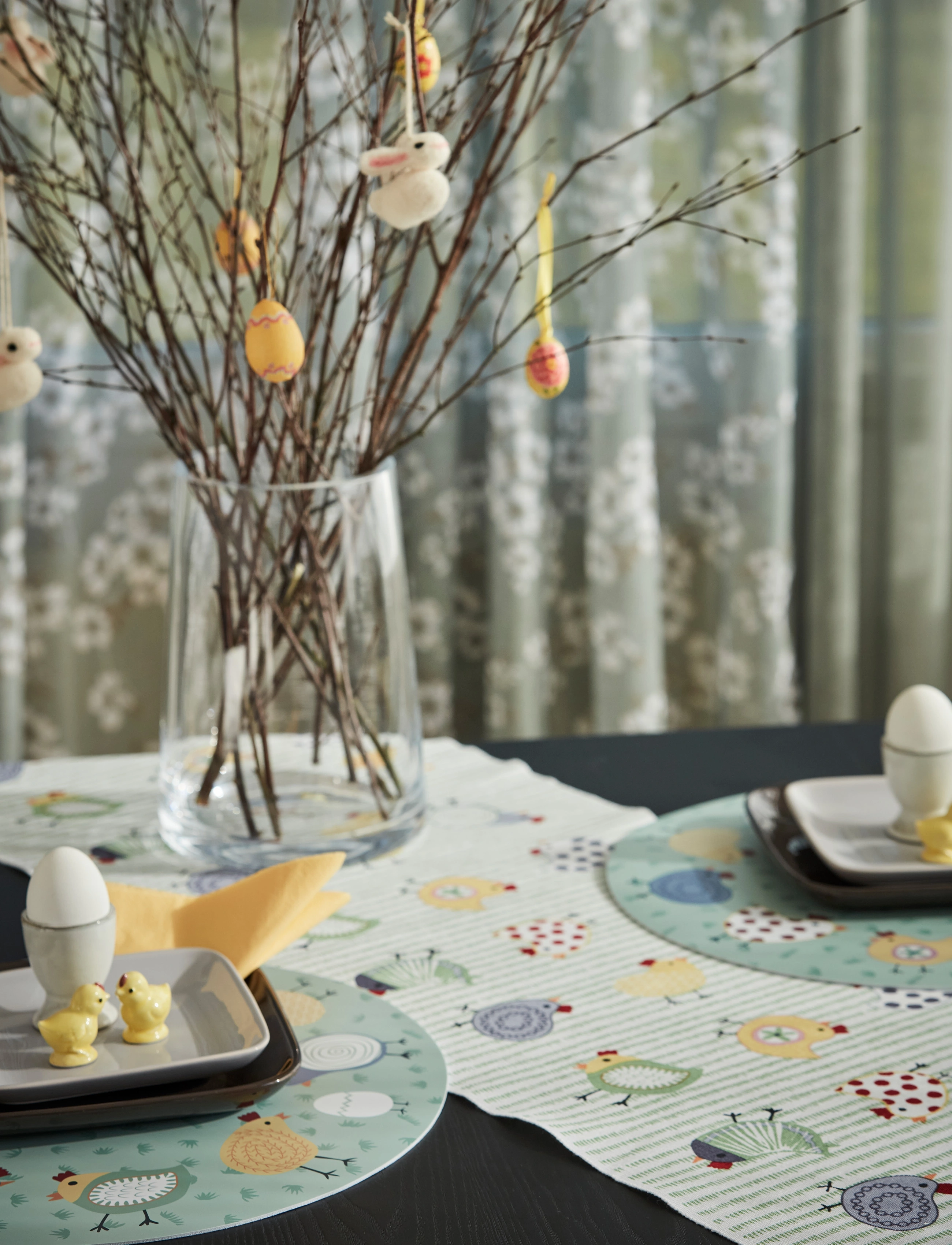 Noble House Løber Easter Hvid 35X110, 35X110 cm, Kitchen Textiles, Mehrfarbig/gemustert - Tablecloths & Table Runners, Homeware