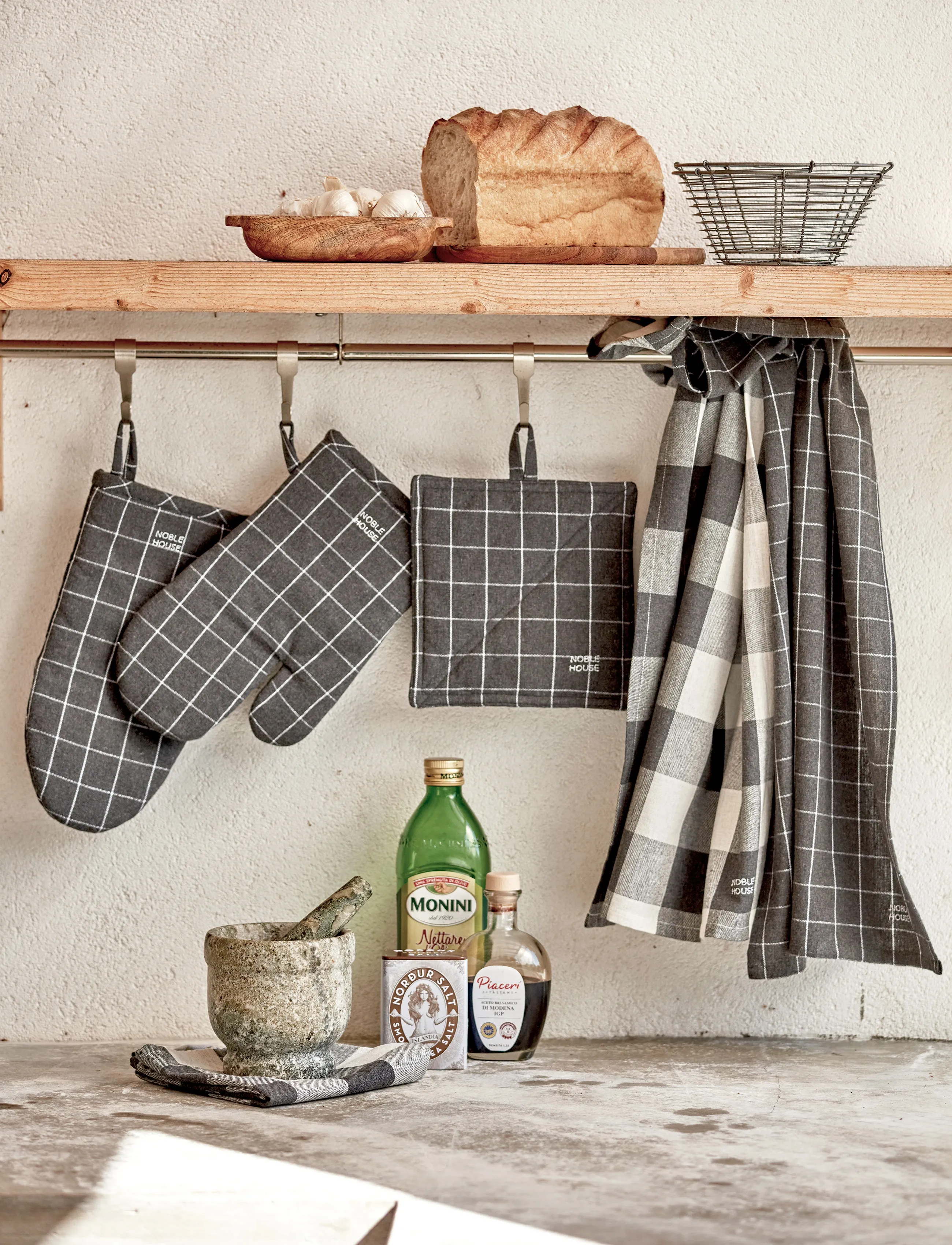 Noble House Oven Glove Check Grs Dark Grau 15X30,,,Grau Gr.15X30CM