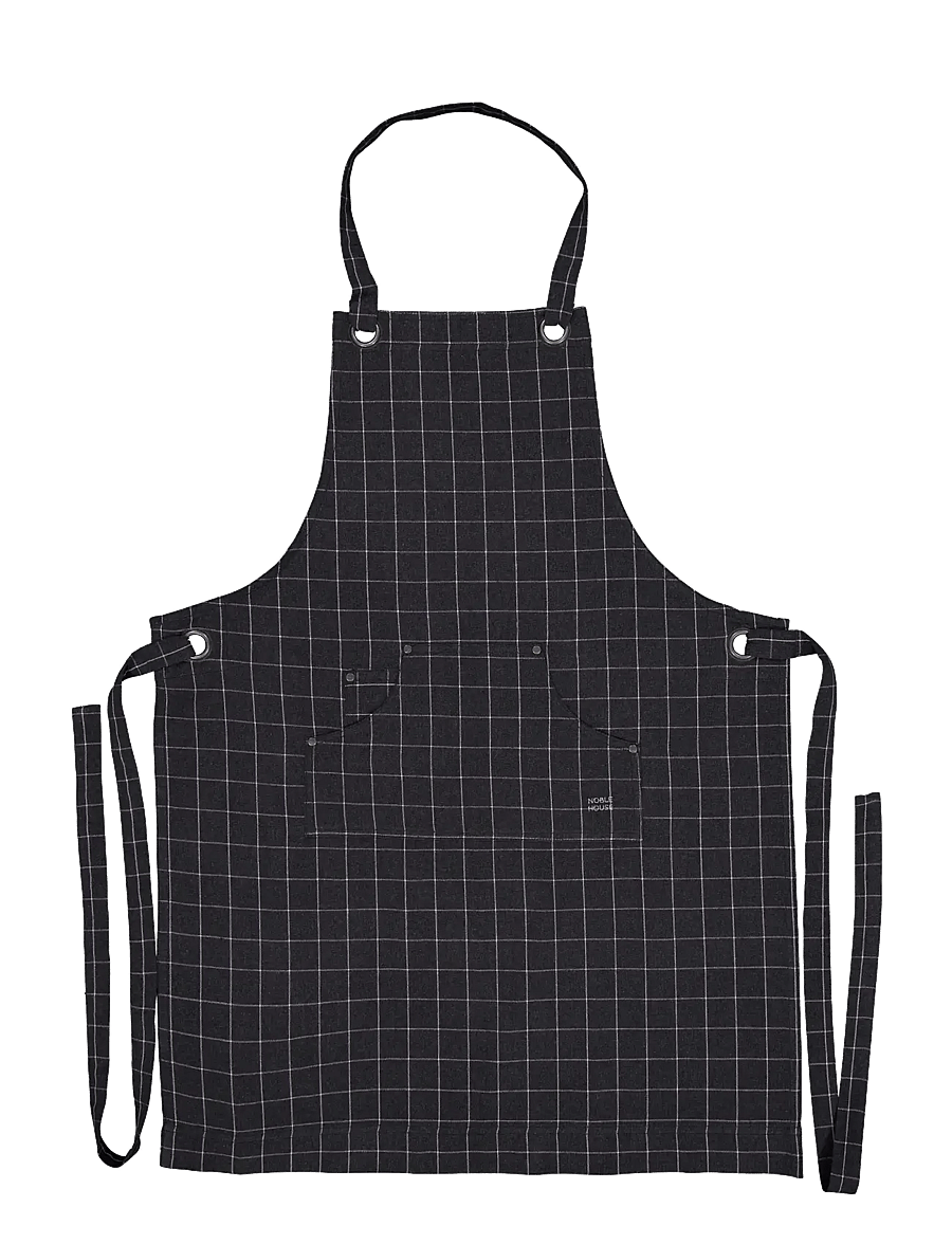 Noble House - APRON CHECK DARK GREY 65x90 - aprons - dark grey - 1