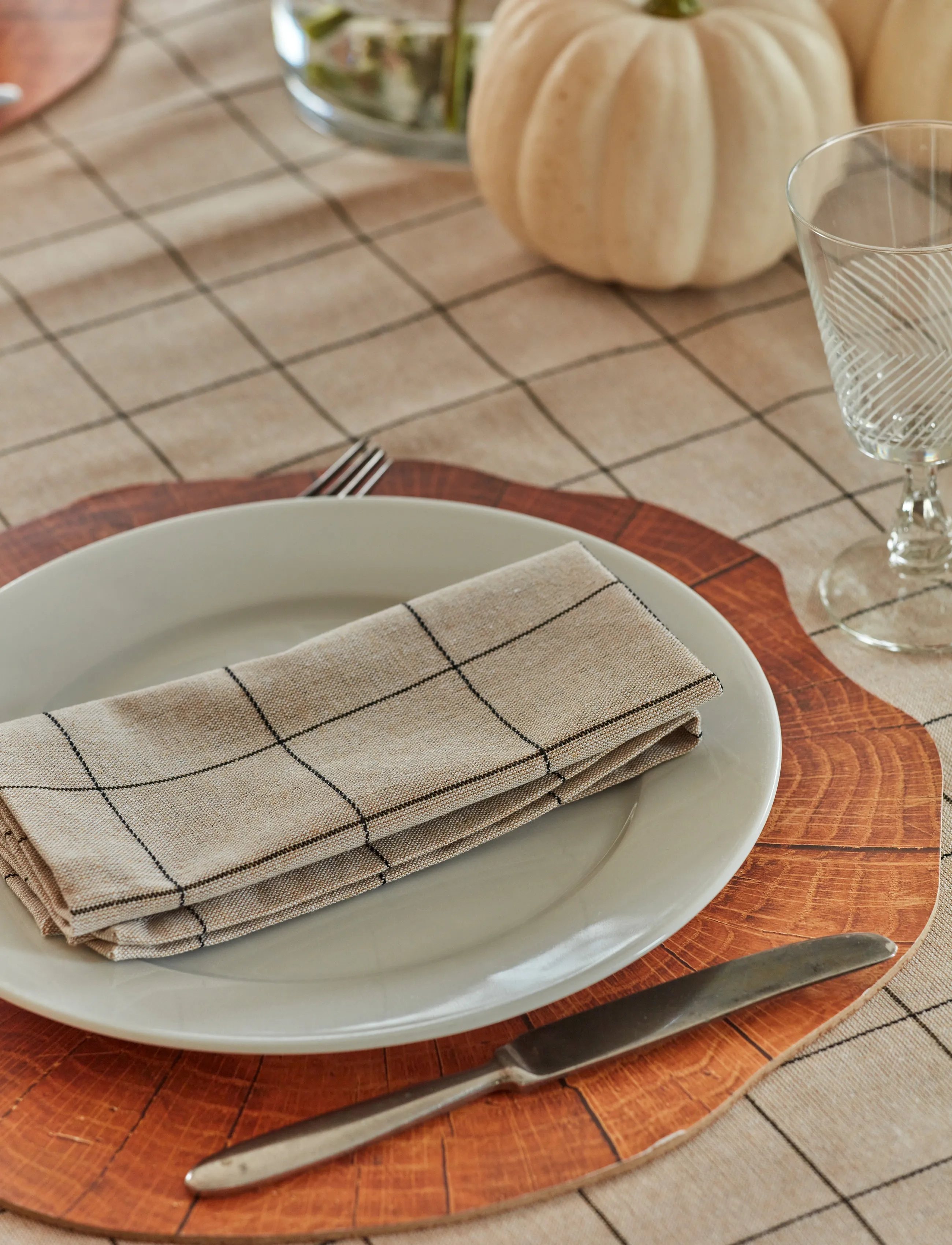 Noble House - CLOTH CHECK GRS BEIGE 140x240 - tablecloths & runners - beige - 3