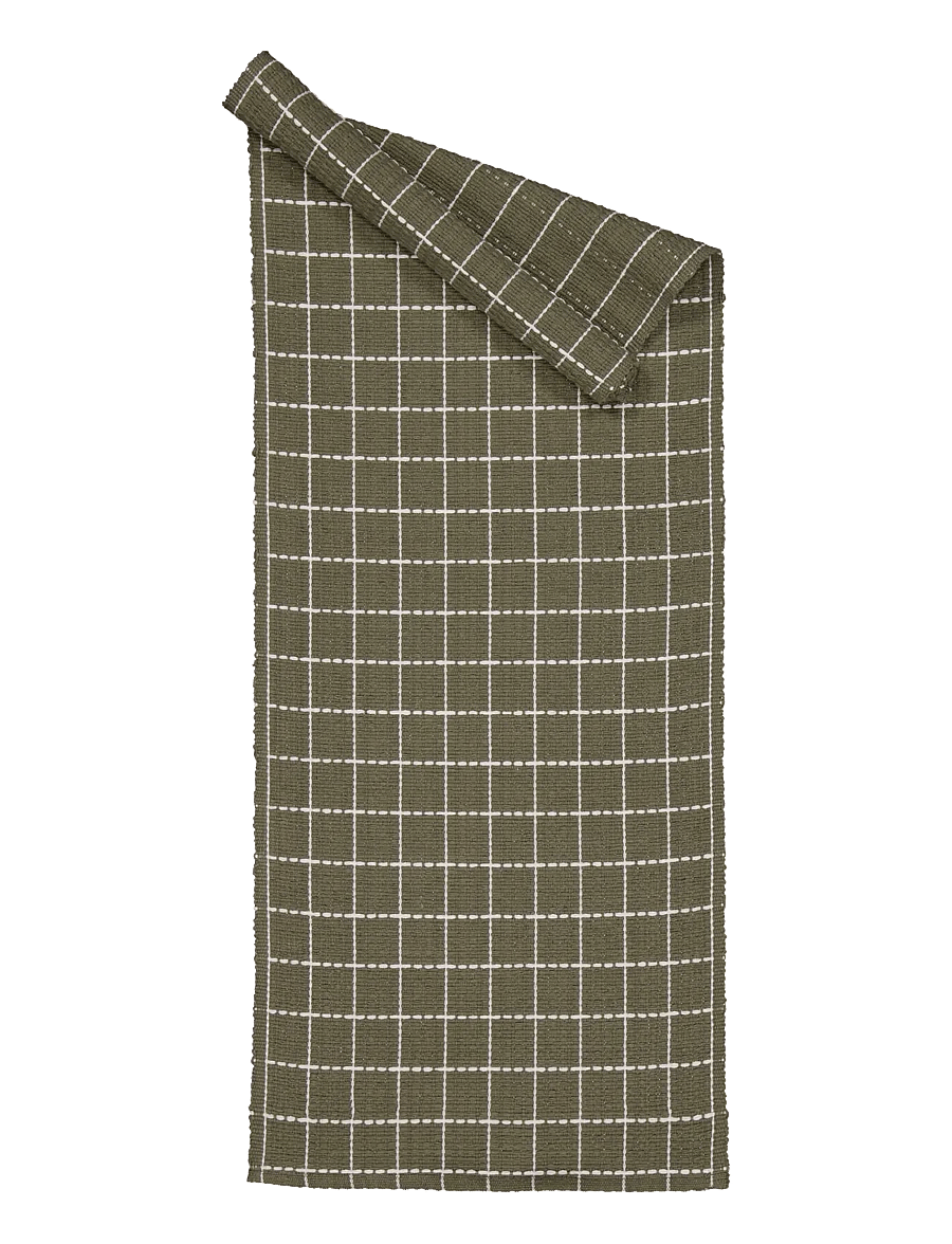 Noble House - RUNNER CHECK LONG KHAKI GREEN 40x140 - tischdecken & tischläufer - khaki green - 1