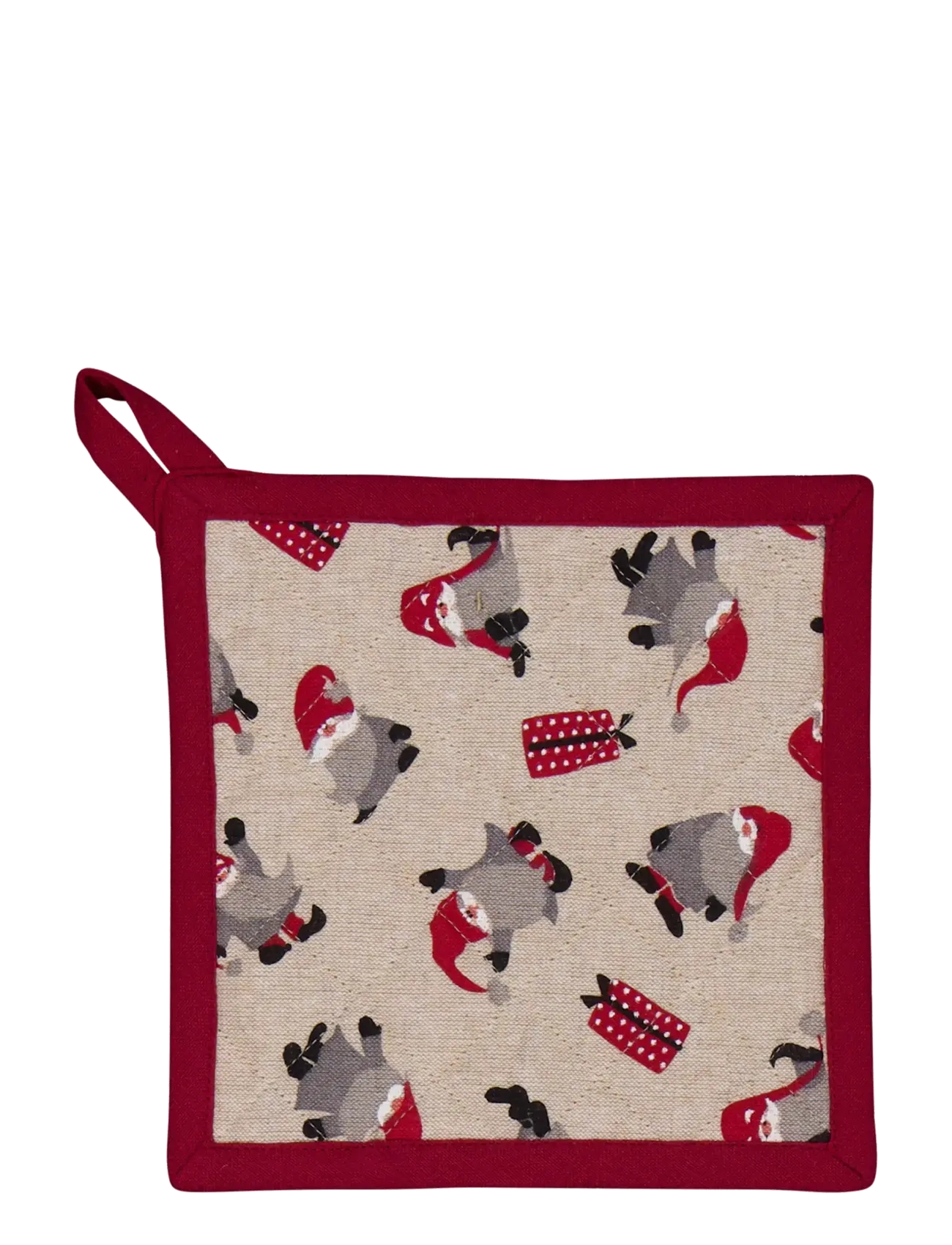 Noble House GRYDELAP NOEL LINNEBEIGE 20x20 - Tekstiler - LINEN BEIGE / red