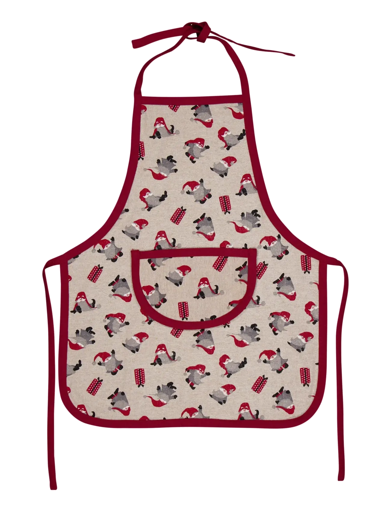 Noble House FORKLÆDE TIL BØRN NOEL GRS LINNEBEIGE 58x47 - Forklæder - LINEN BEIGE / red