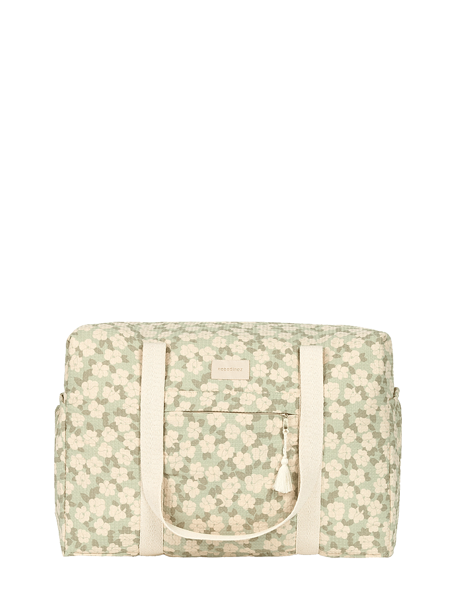 NOBODINOZ - OPERA WATERPROOF MATERNITY BAG 46X29X20 - mähkmekotid - green sakura - 1
