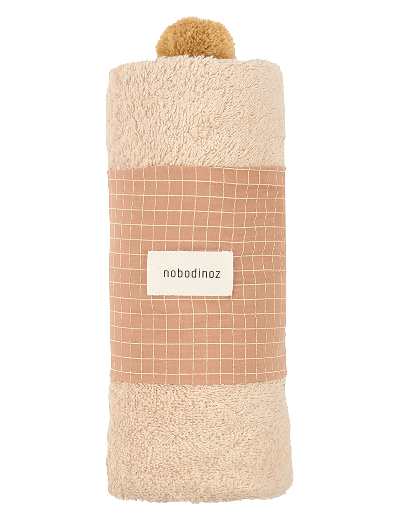 NOBODINOZ - SO CUTE BABY BATH CAPE73X73 - håndklæder - latte - 2