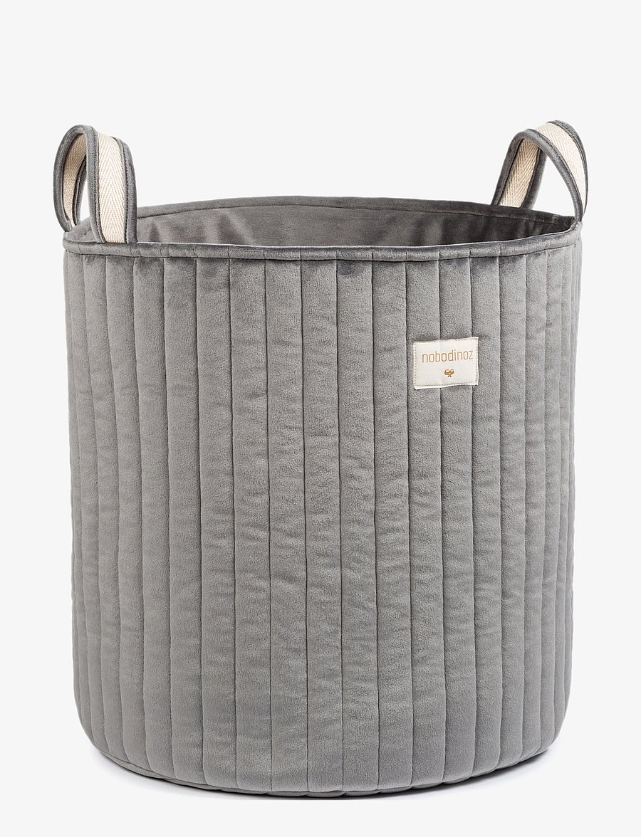 NOBODINOZ - SAVANNA VELVET TOY BAG 40X35X35 - aufbewahrungskörbe - slate grey - 1