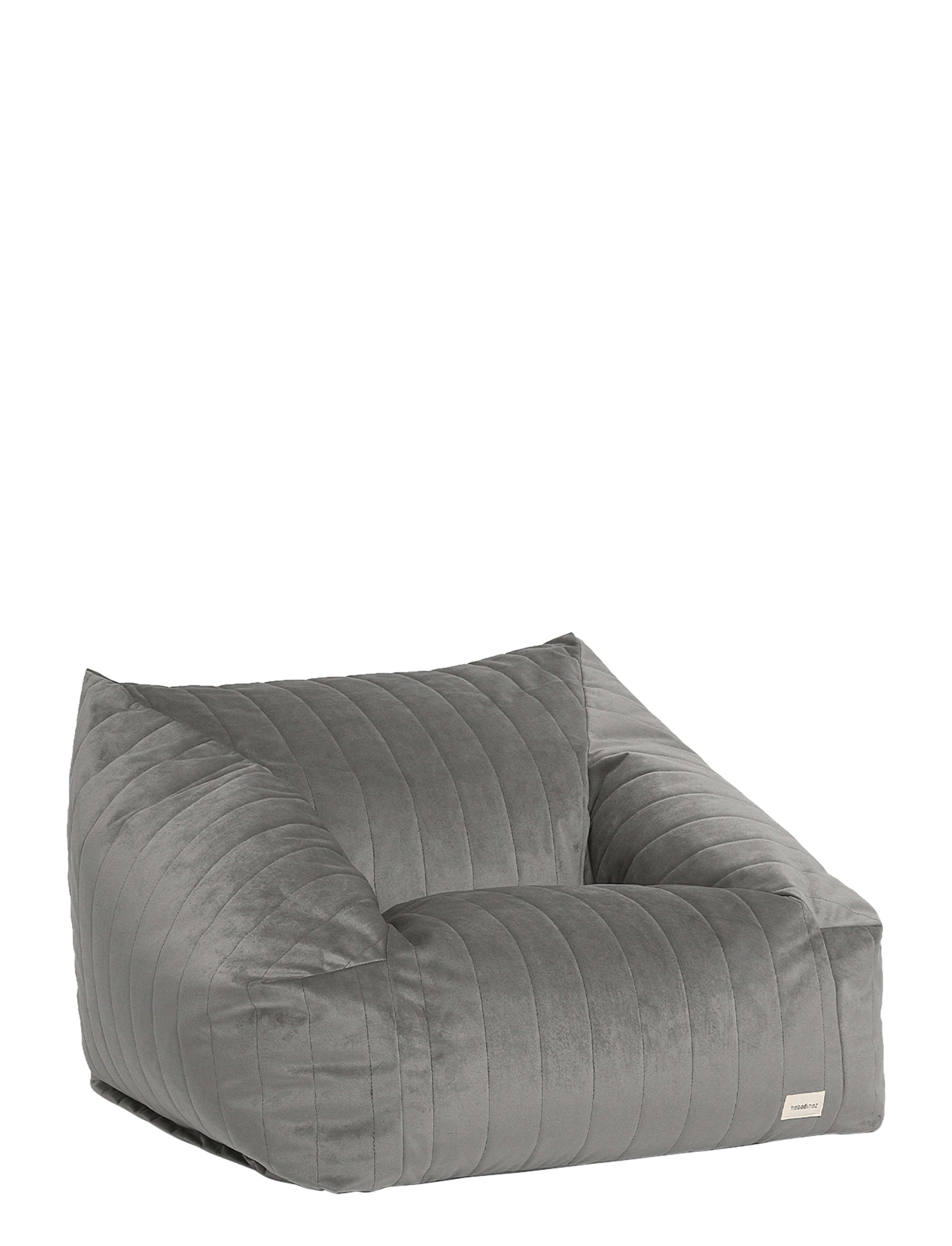 NOBODINOZ Chelsea Velvet Beanbag 72X75X42, 72X75X42 cm, Kids Decor, Grau - Furniture, Kinder