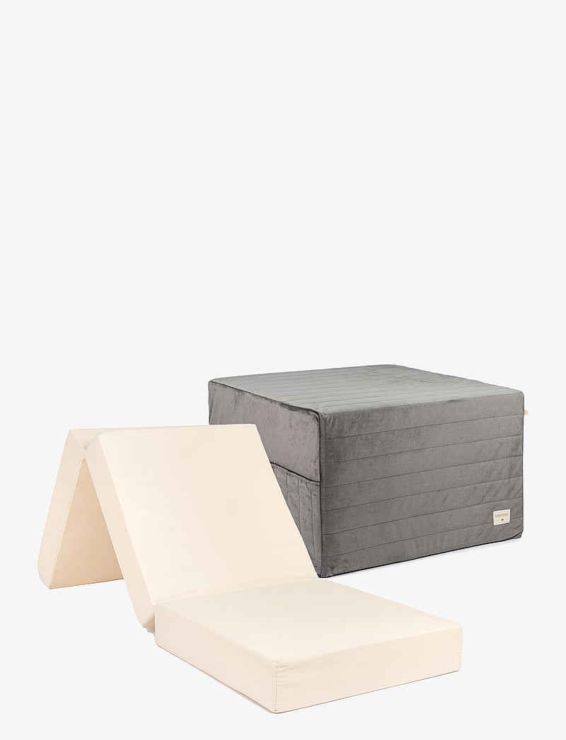 NOBODINOZ - SLEEPOVER VELVET MATTRESS 57x57x36 - poufs - slate grey - 1
