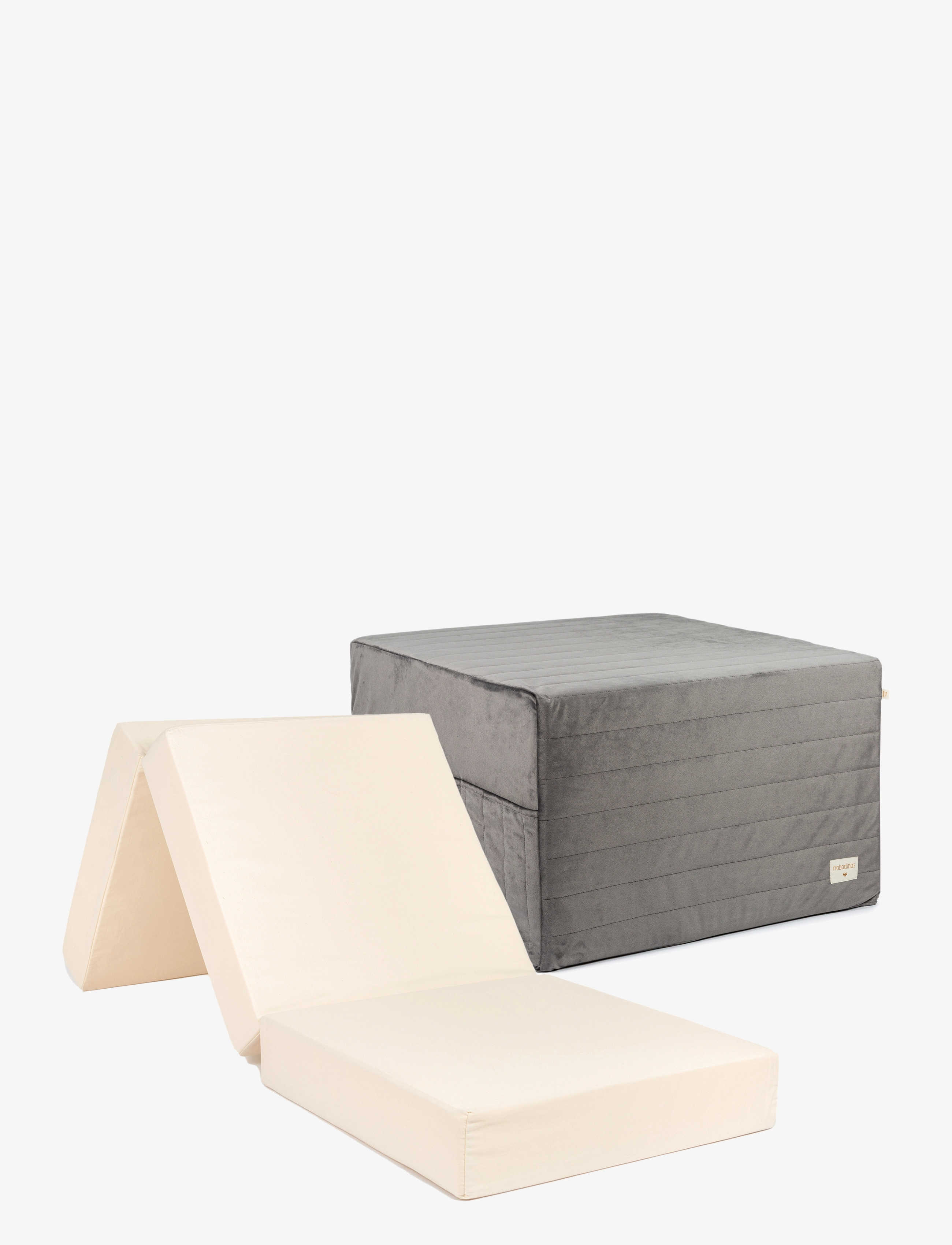 NOBODINOZ SLEEPOVER VELVET MATTRESS 57x57x36 - Sittpuffar & Fåtöljer - SLATE GREY / grey