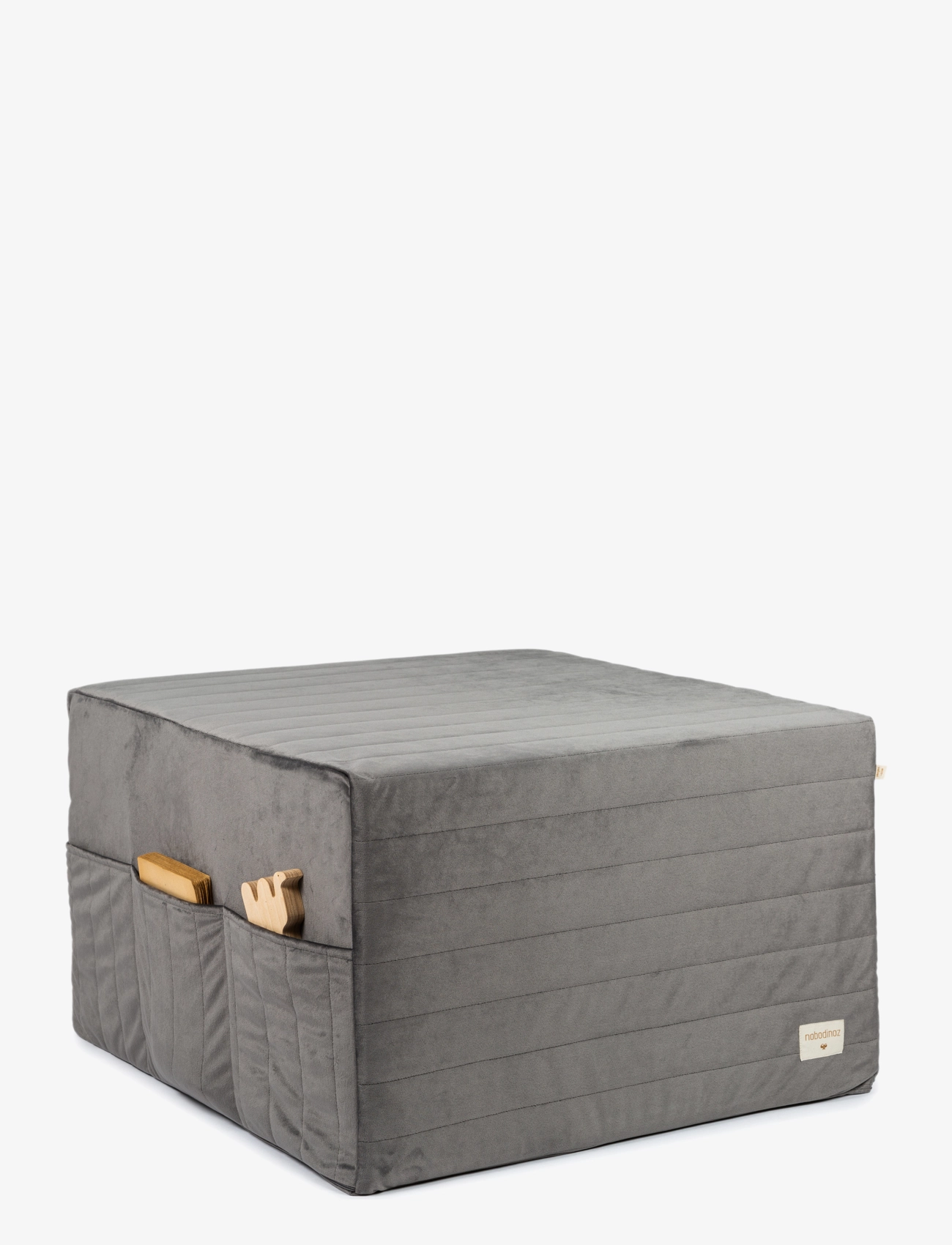 NOBODINOZ - SLEEPOVER VELVET MATTRESS 57x57x36 - poufs et fauteuils - slate grey - 2