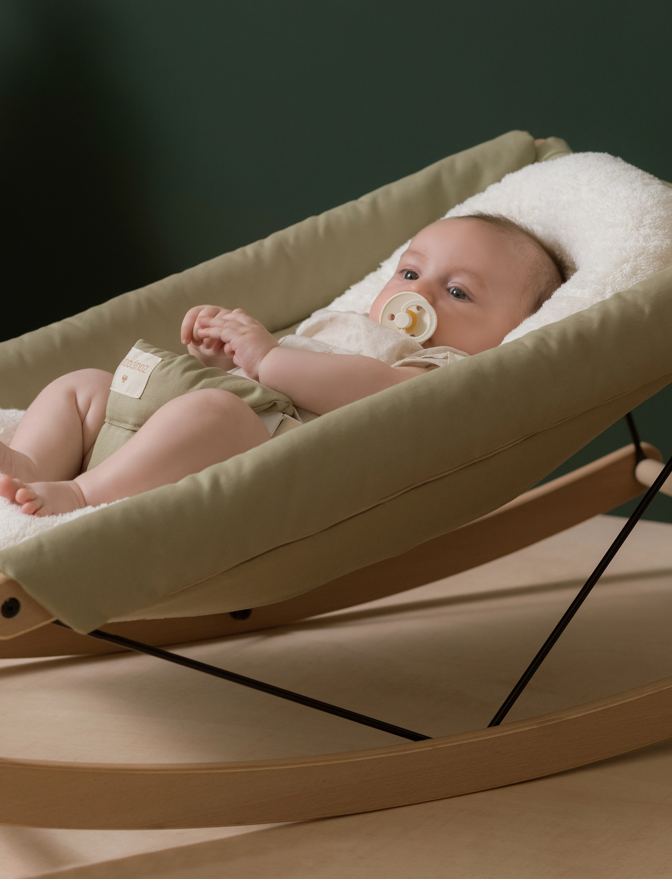 NOBODINOZ Growing Green New Born Terry Cotton Bouncer Cushion 37X70X6, One Size, Kids Decor, Creme - Cushions, Kinder