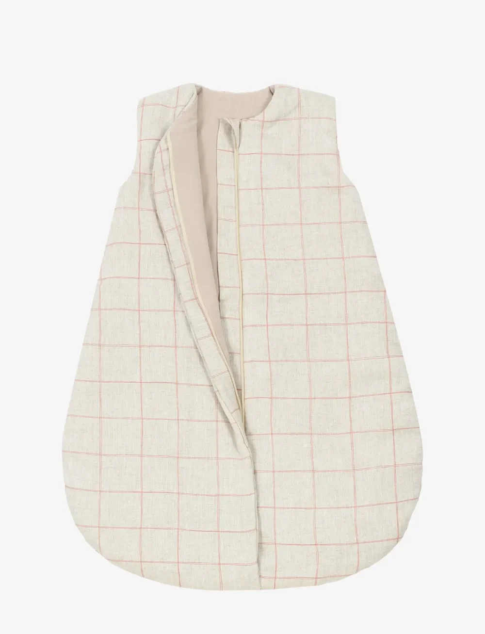 NOBODINOZ - Mid-season baby sleeping bag L1N0 in French linen 6-18 months - baby-schlafsäcke - carmine grid - 1