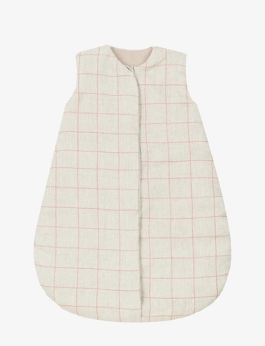 NOBODINOZ - Mid-season baby sleeping bag L1N0 in French linen 0-6 months - baby-schlafsäcke - carmine grid - 0