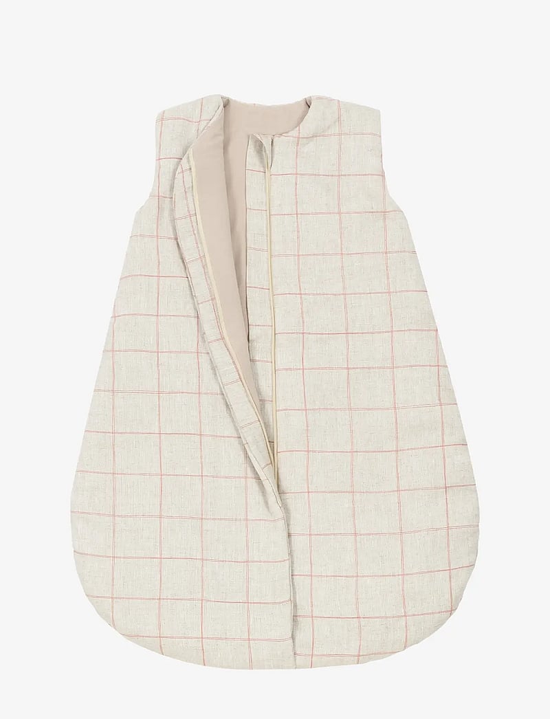 NOBODINOZ - Mid-season baby sleeping bag L1N0 in French linen 0-6 months - baby-schlafsäcke - carmine grid - 1