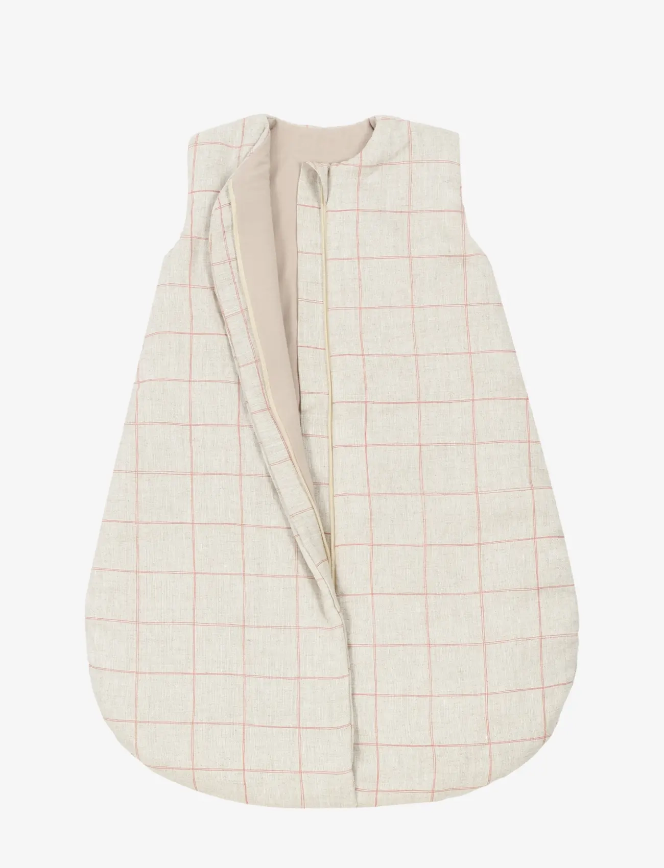 NOBODINOZ - Mid-season baby sleeping bag L1N0 in French linen 0-6 months - babysoveposer - carmine grid - 1