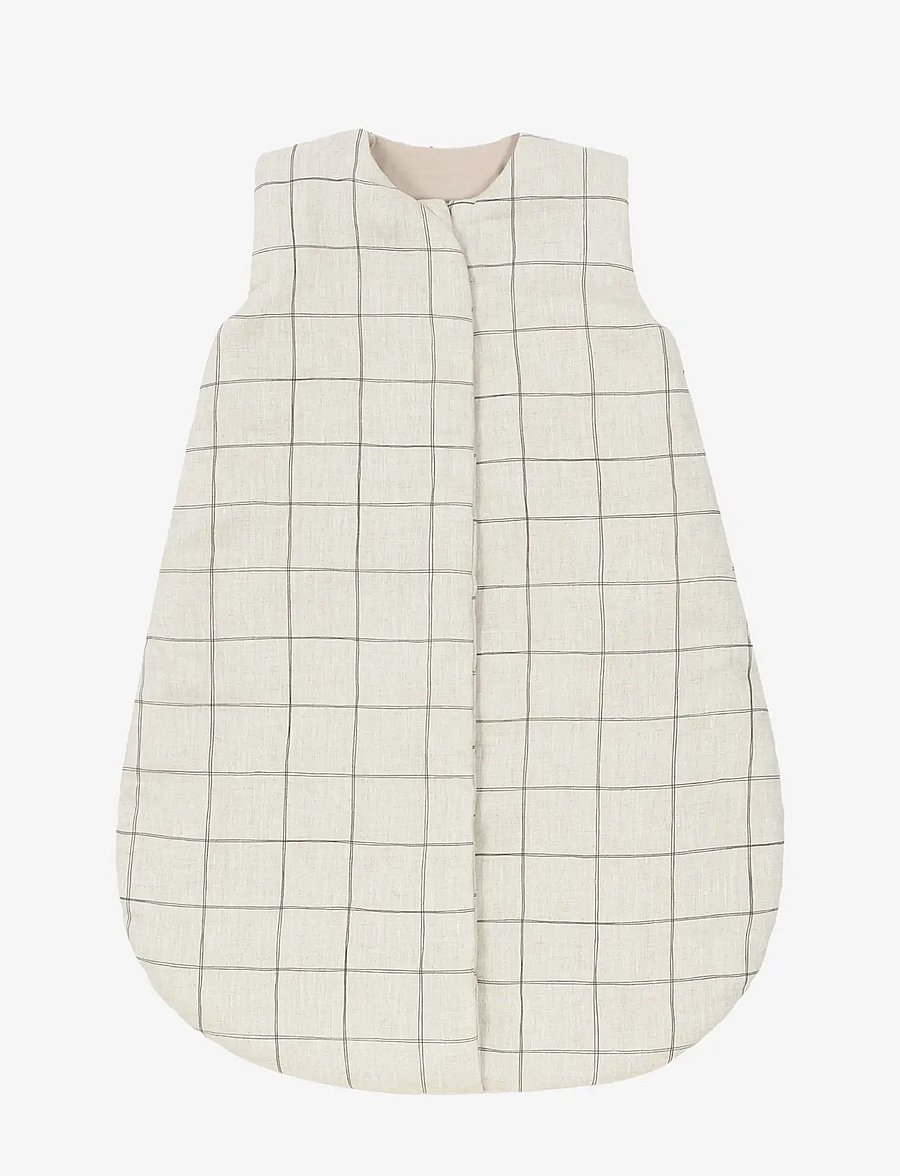 NOBODINOZ - Mid-season baby sleeping bag L1N0 in French linen 0-6 months - baby-schlafsäcke - charcoal grid - 0