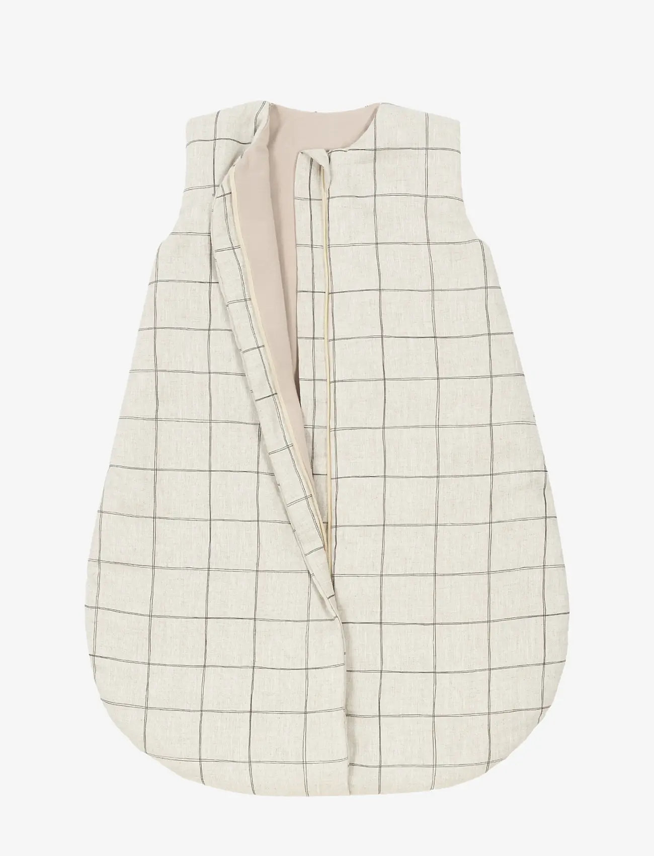 NOBODINOZ - Mid-season baby sleeping bag L1N0 in French linen 0-6 months - unipussit - charcoal grid - 1