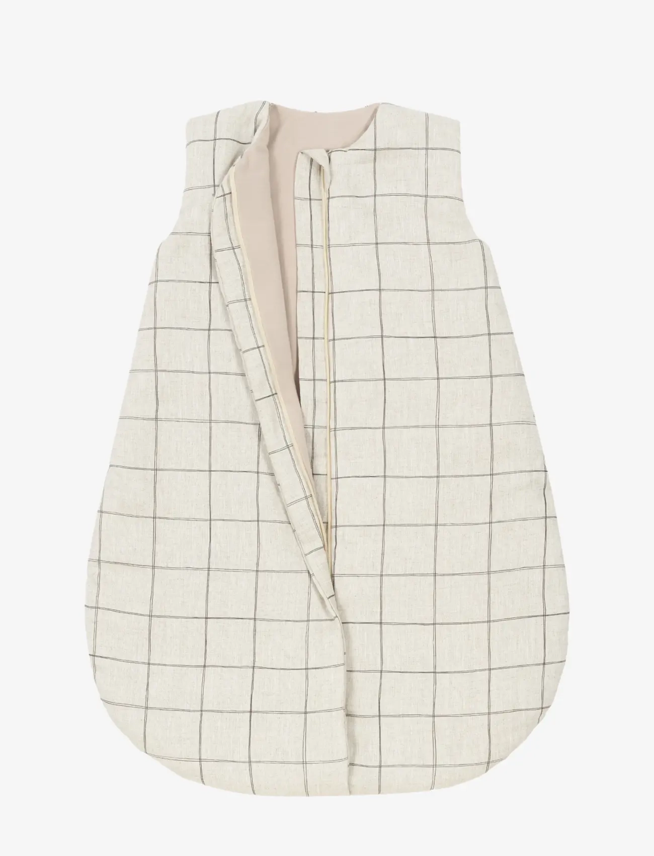 NOBODINOZ - Mid-season baby sleeping bag L1N0 in French linen 0-6 months - baby-schlafsäcke - charcoal grid - 1