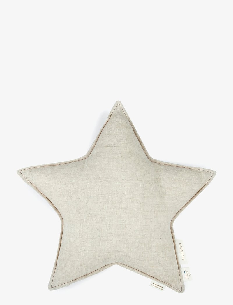 NOBODINOZ - LIN FRANÇAIS STAR CUSHION 38X38 - dekorative kissen - greige - 1