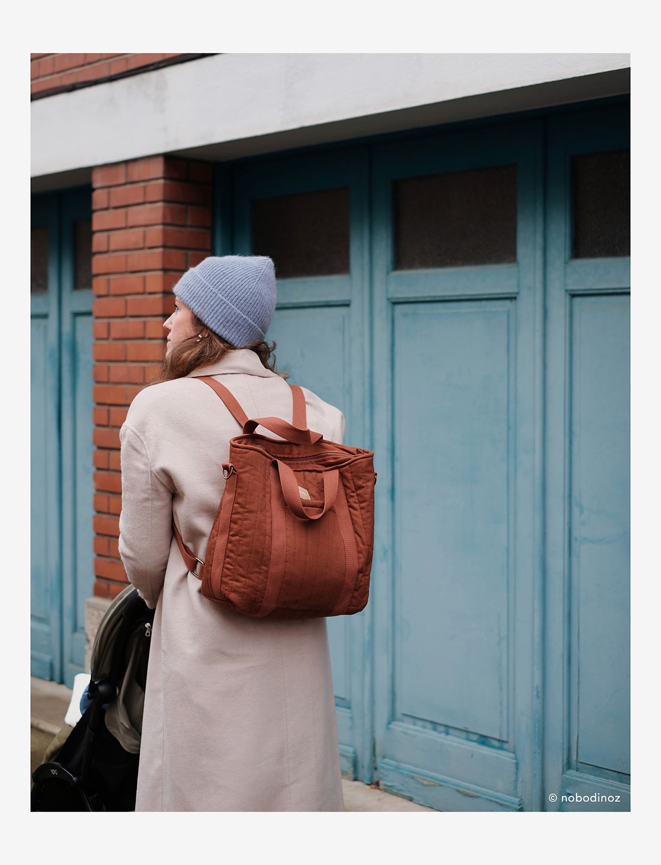 NOBODINOZ - HYDE PARK WATERPROOF STROLLER BACKPACK 32X32X14 - wickeltaschen - brick brown - 1