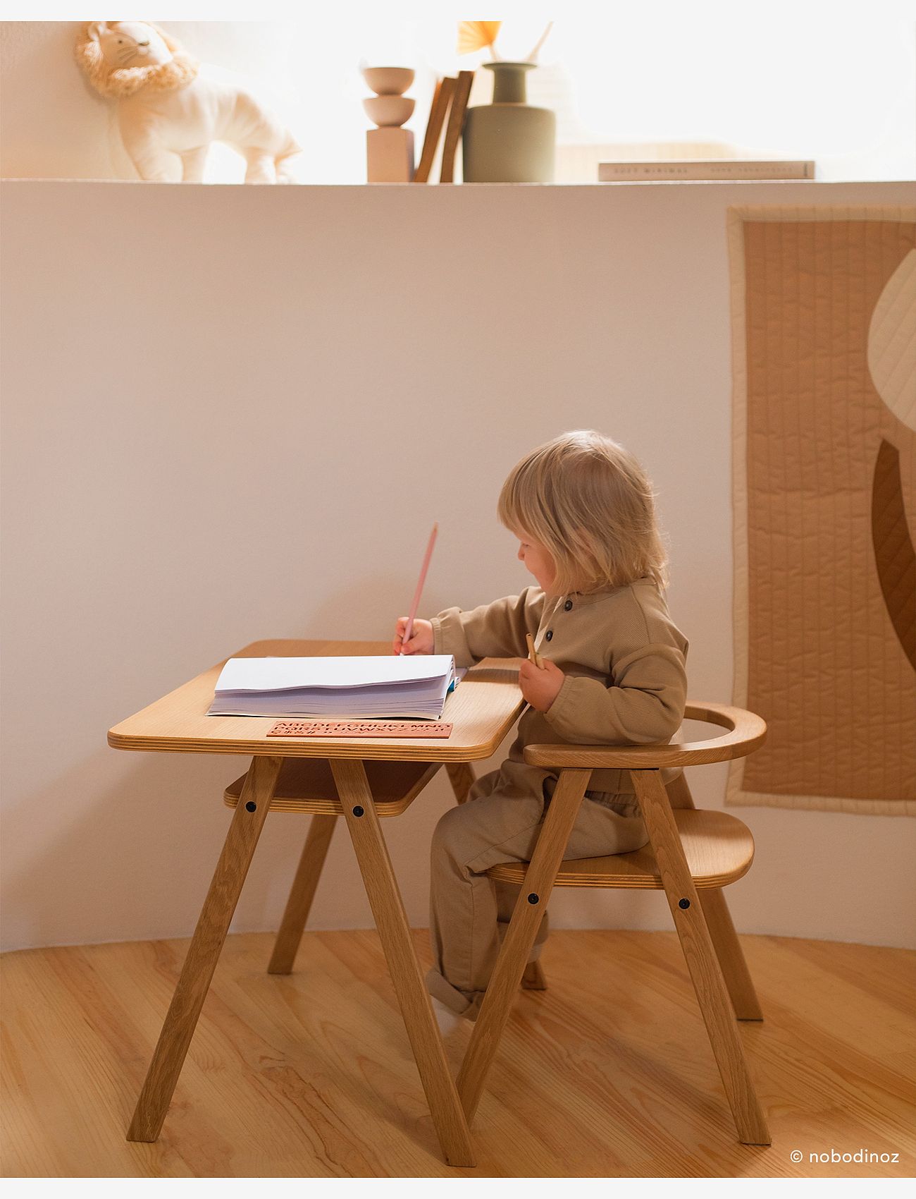 NOBODINOZ - GROWING GREEN KID CHAIR NATURAL OAK - chairs & stools - oak wood - 2