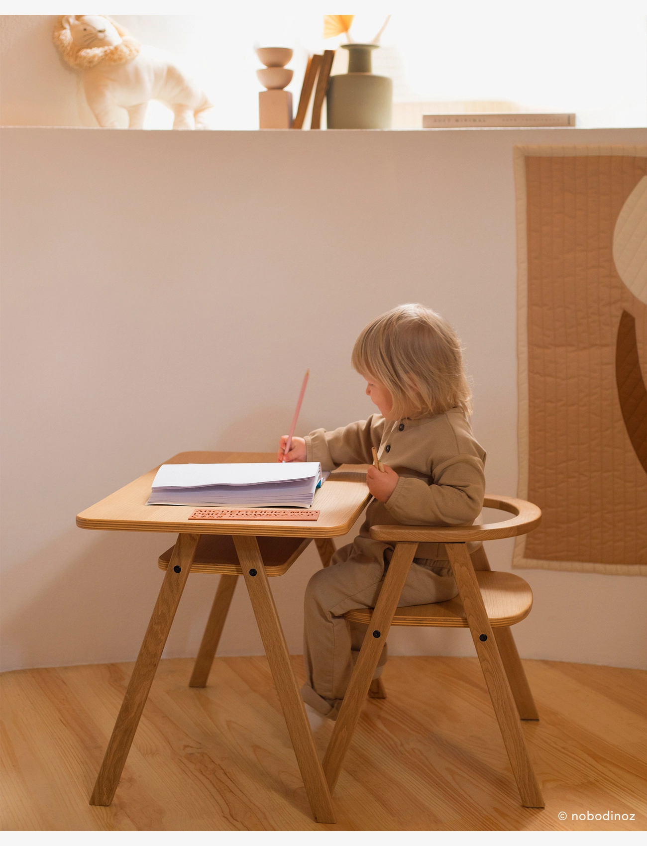 NOBODINOZ - GROWING GREEN KID TABLE NATURAL OAK - oak wood - 1