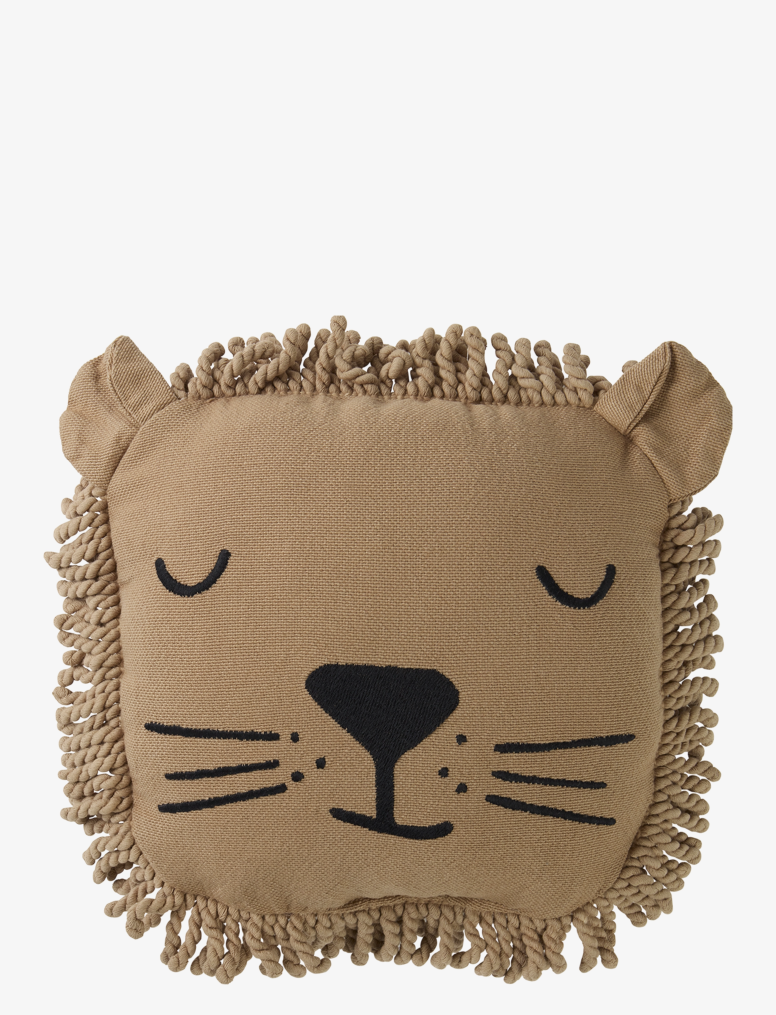 NOBODINOZ LION FACE EMBROIDERY CUSHION 34X34 - Interiør - SESAME / beige