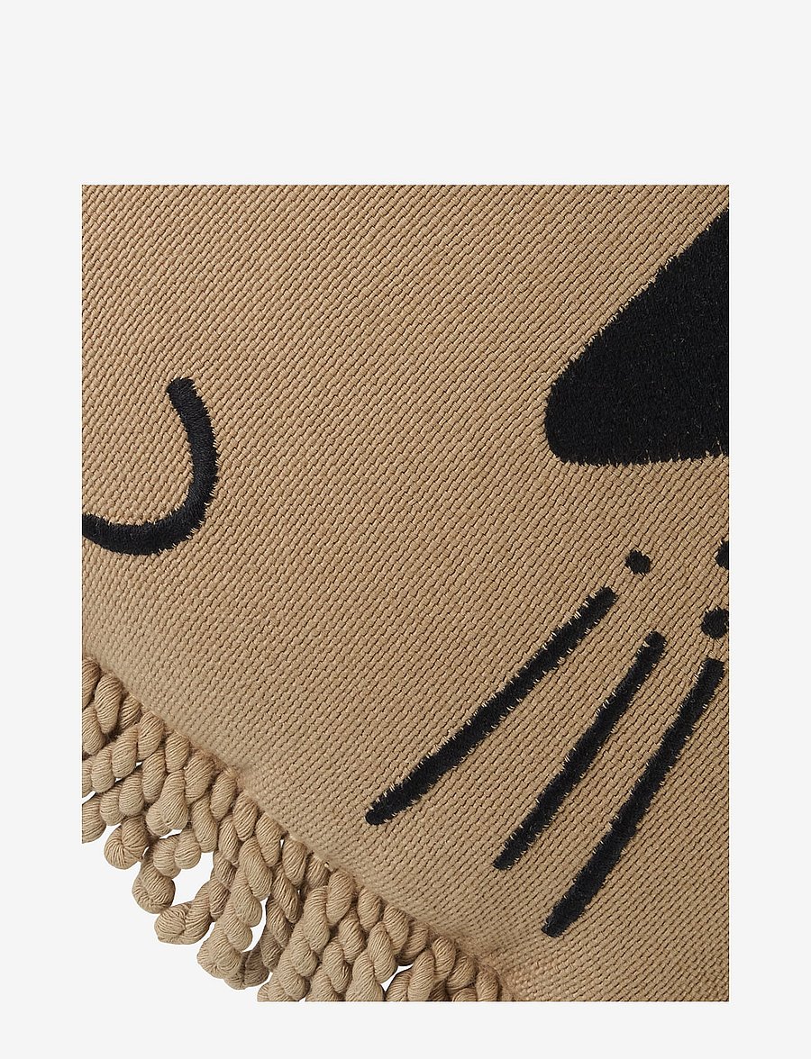 NOBODINOZ - LION FACE EMBROIDERY CUSHION 34X34 - dekoratīvie spilveni - sesame - 3
