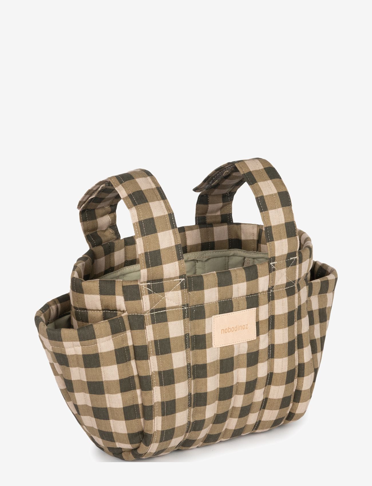NOBODINOZ - HYDE PARK STROLLER ORGANIZER 42x22x12 - stroller accessories - green checks - 2