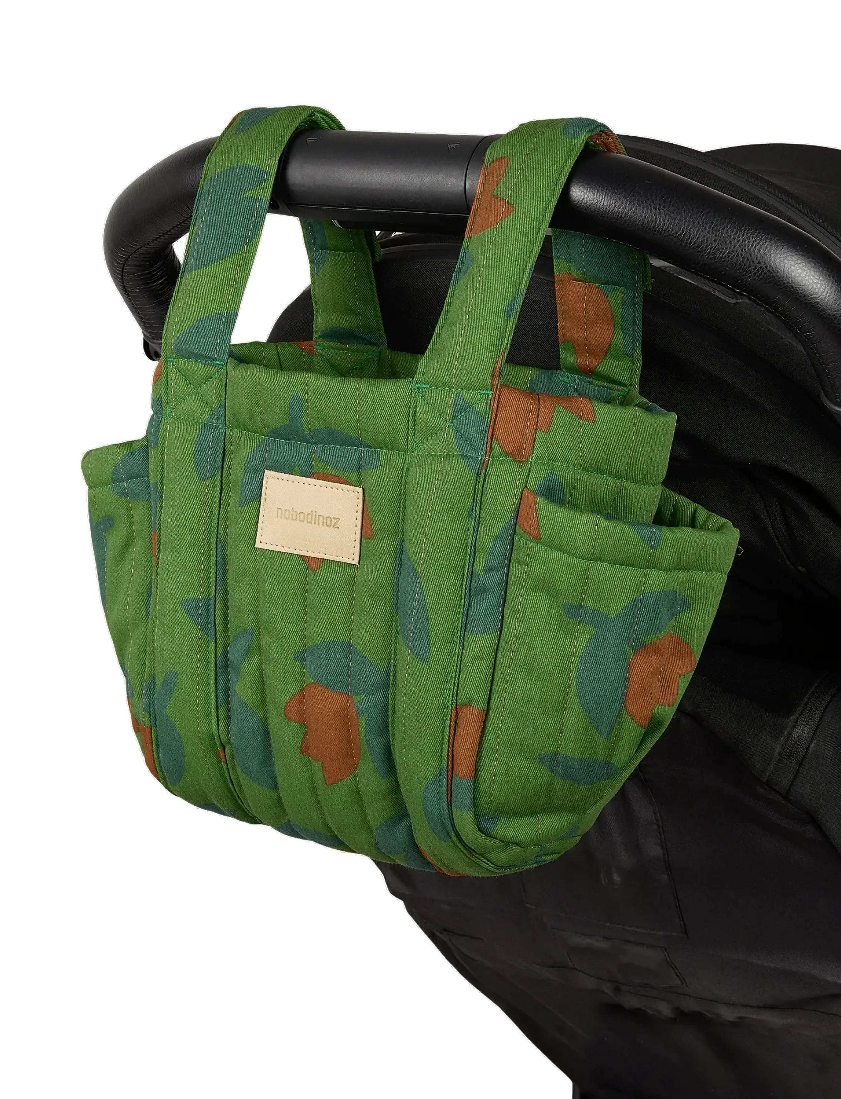 NOBODINOZ - Stroller organizer Hyde Park - barnvagnstillbehör - green tulips - 3