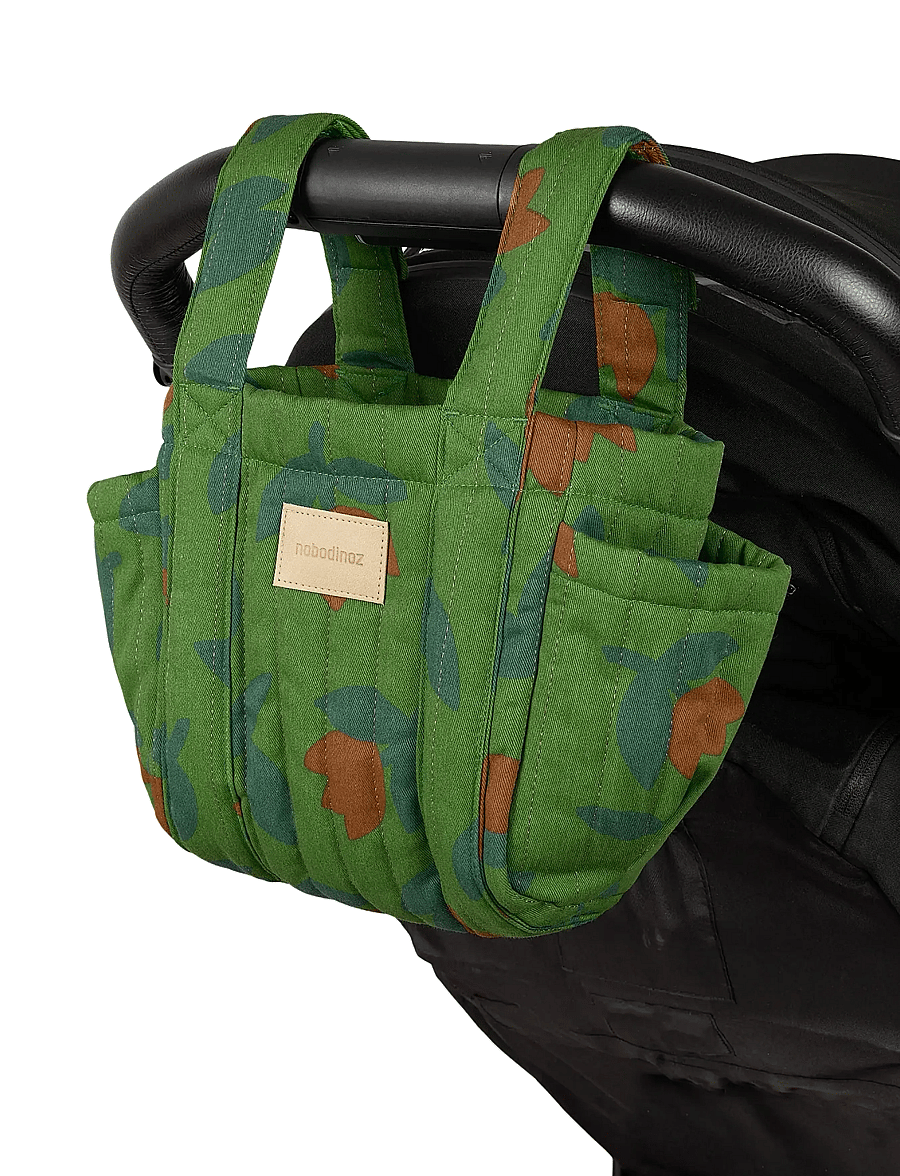 NOBODINOZ - Stroller organizer Hyde Park - barnvagnstillbehör - green tulips - 3