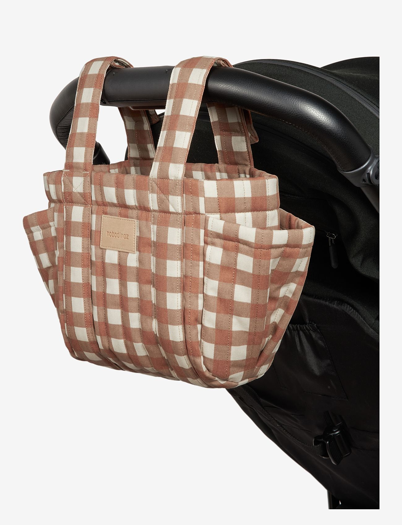 NOBODINOZ - HYDE PARK STROLLER ORGANIZER 42x22x12 - stroller accessories - terracotta checks - 2