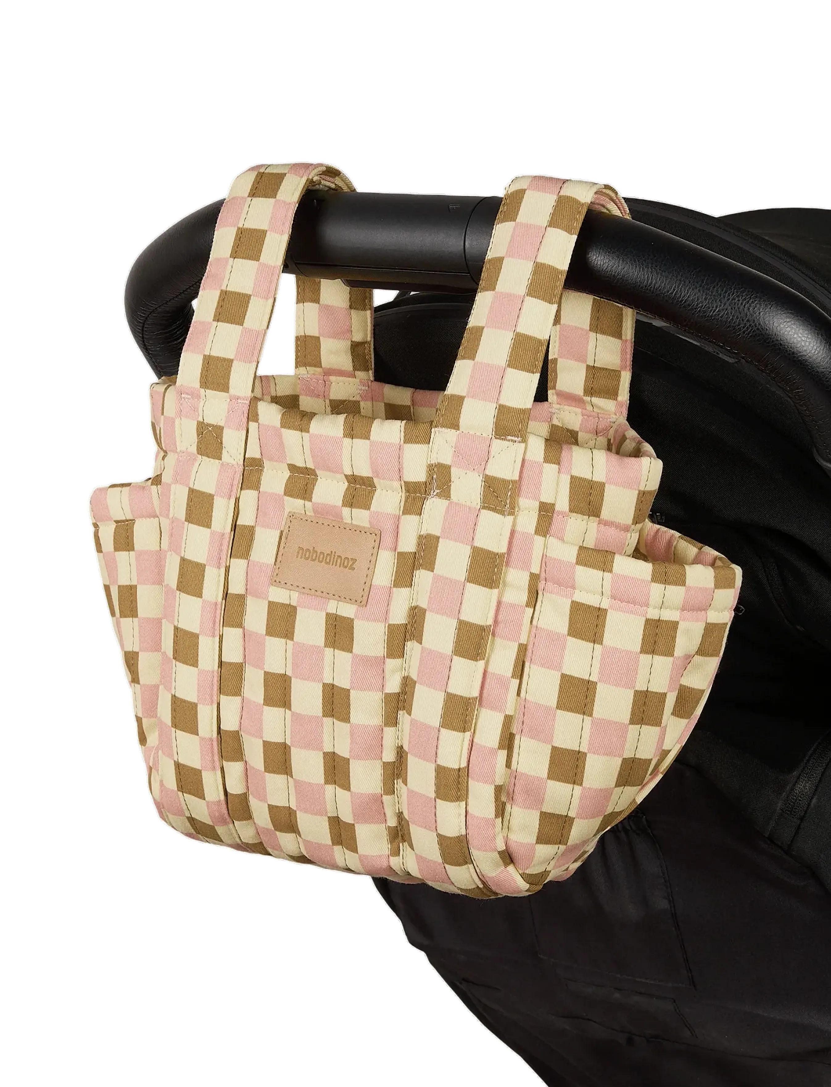 NOBODINOZ - Stroller organizer Hyde Park - yellow pink mosaic - 3