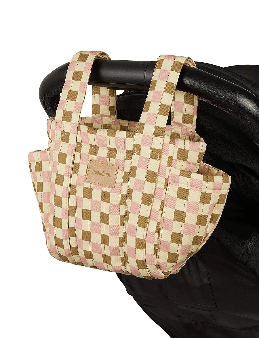 NOBODINOZ - Stroller organizer Hyde Park - yellow pink mosaic - 3