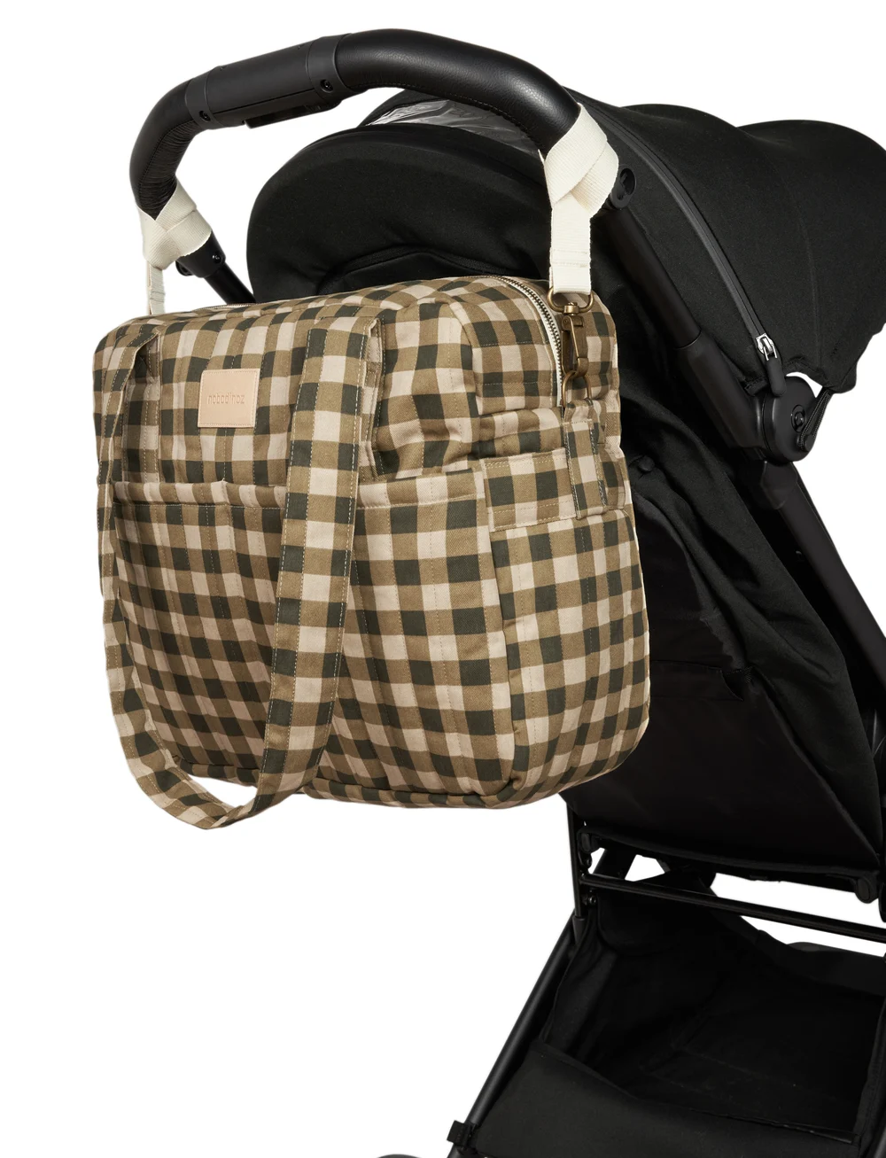 NOBODINOZ - HYDE PARK WATERPROOF STROLLER BAG 38X33X16 - mähkmekotid - green checks - 3
