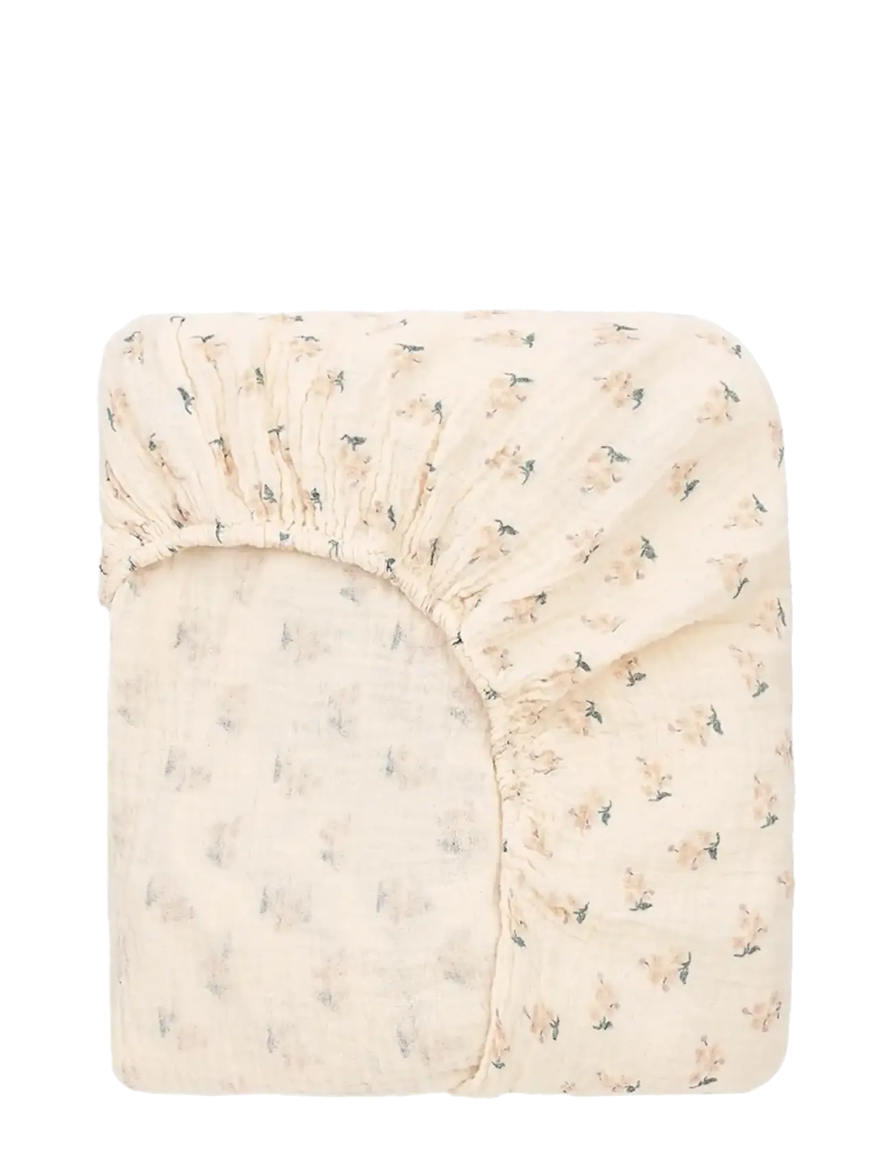 NOBODINOZ Baby fitted sheet in washed double muslin Wabi-Sabi - Nyheter - DARLING / cream