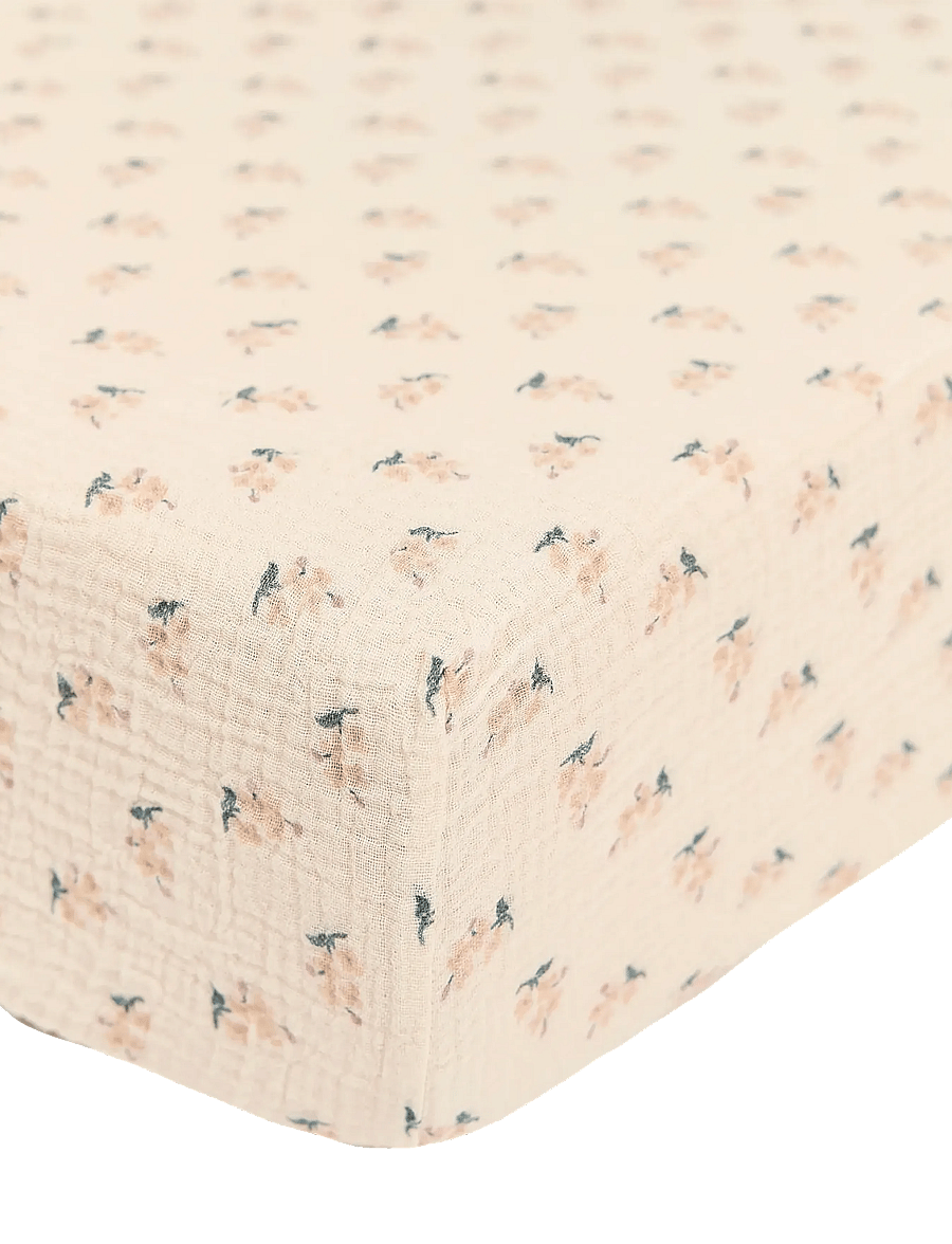 NOBODINOZ - Baby fitted sheet in washed double muslin Wabi-Sabi - babynests - darling - 1