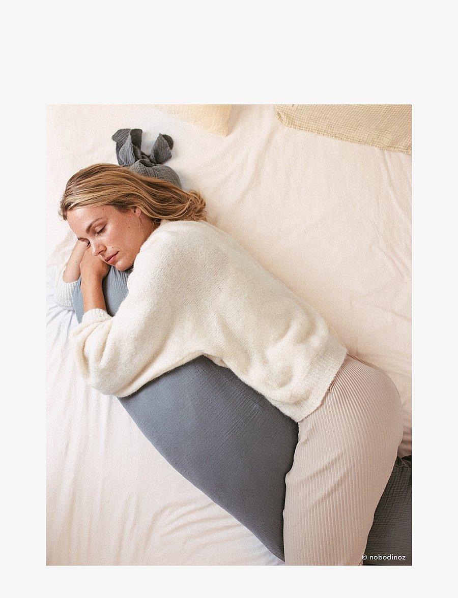 NOBODINOZ - Maternity pillow in washed double muslin Wabi-Sabi - ammepuder - azure - 1