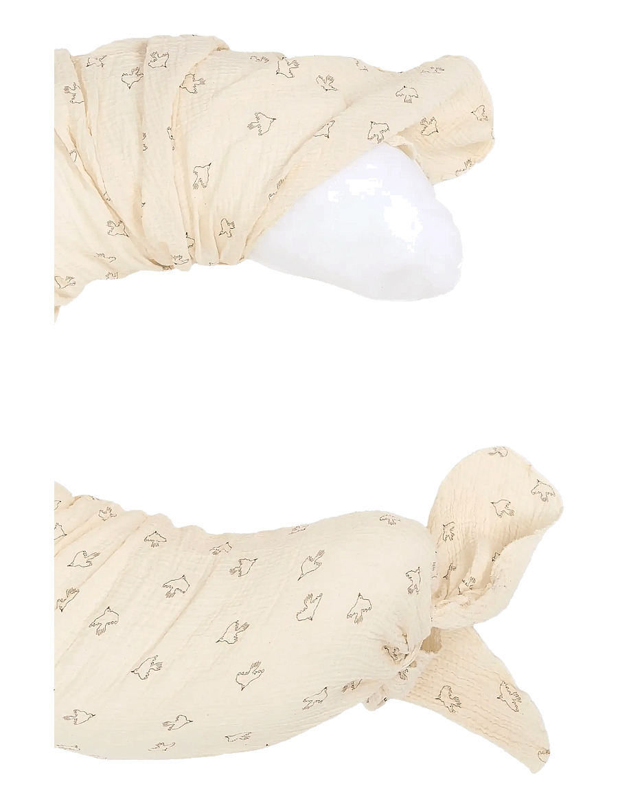 NOBODINOZ - Maternity pillow in washed double muslin Wabi-Sabi - ammepuder - brown hoshi birds - 1