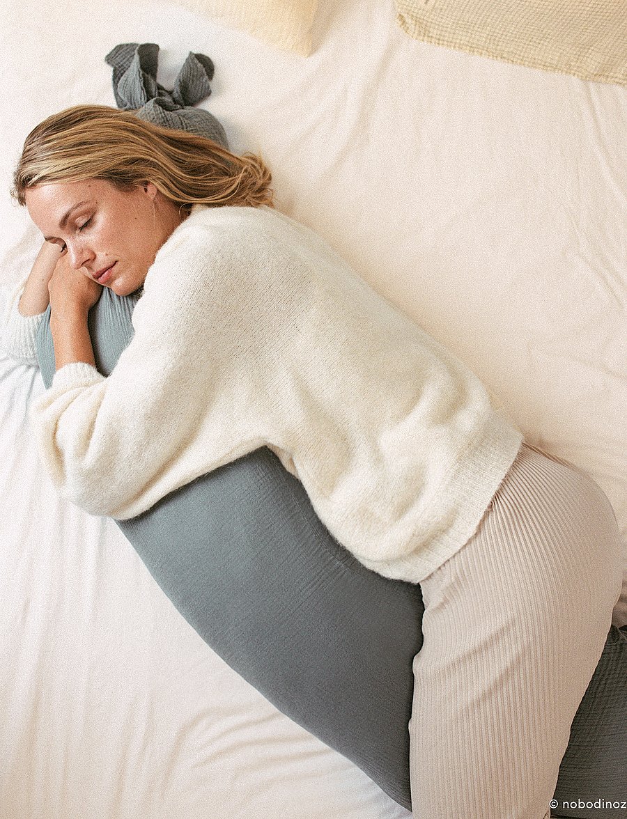 NOBODINOZ - Maternity pillow in washed double muslin Wabi-Sabi - amningskuddar - ginger - 2