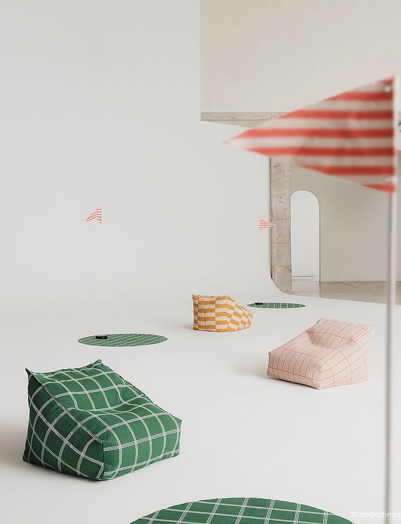 NOBODINOZ - VIBES ARMCHAIR BEAN BAG 74X40X60 - green white windowpane - 3