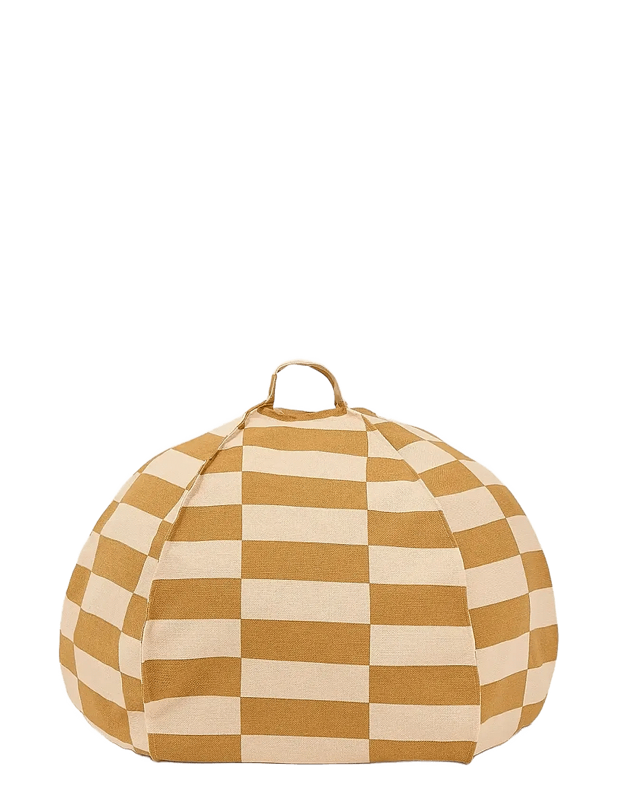 NOBODINOZ - VIBES ROUND BEAN BAG 70X30 - puffer og lænestole - mustard and sand tiles - 1