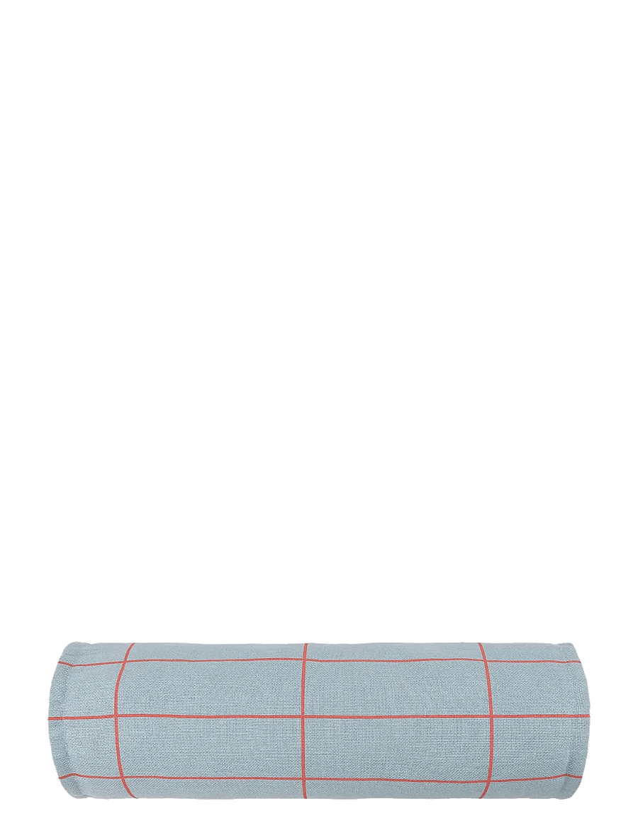 NOBODINOZ - Cylinder cushion Vibes - dekorative kissen - blue red grid - 1