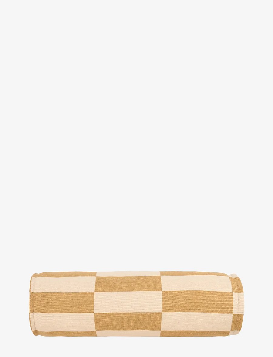 NOBODINOZ - VIBES CYLINDER CUSHION 50X18 - ilupadjad - mustard and sand tiles - 1