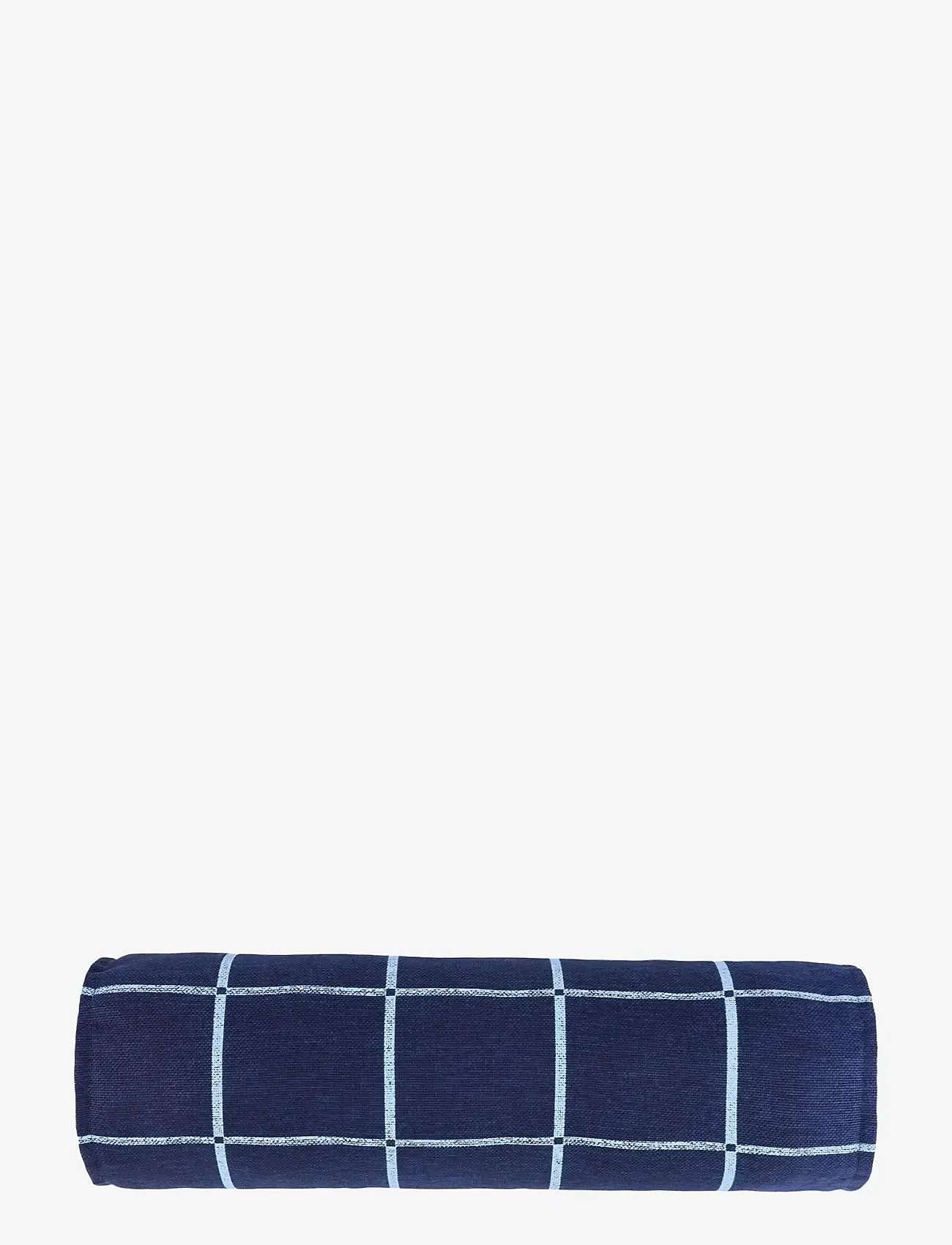 NOBODINOZ - VIBES CYLINDER CUSHION 50X18 - throw pillows - navy blue windowpane - 1