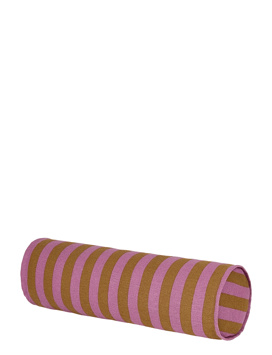 NOBODINOZ - Cylinder cushion Vibes - dekorative kissen - pink curry stripes - 0